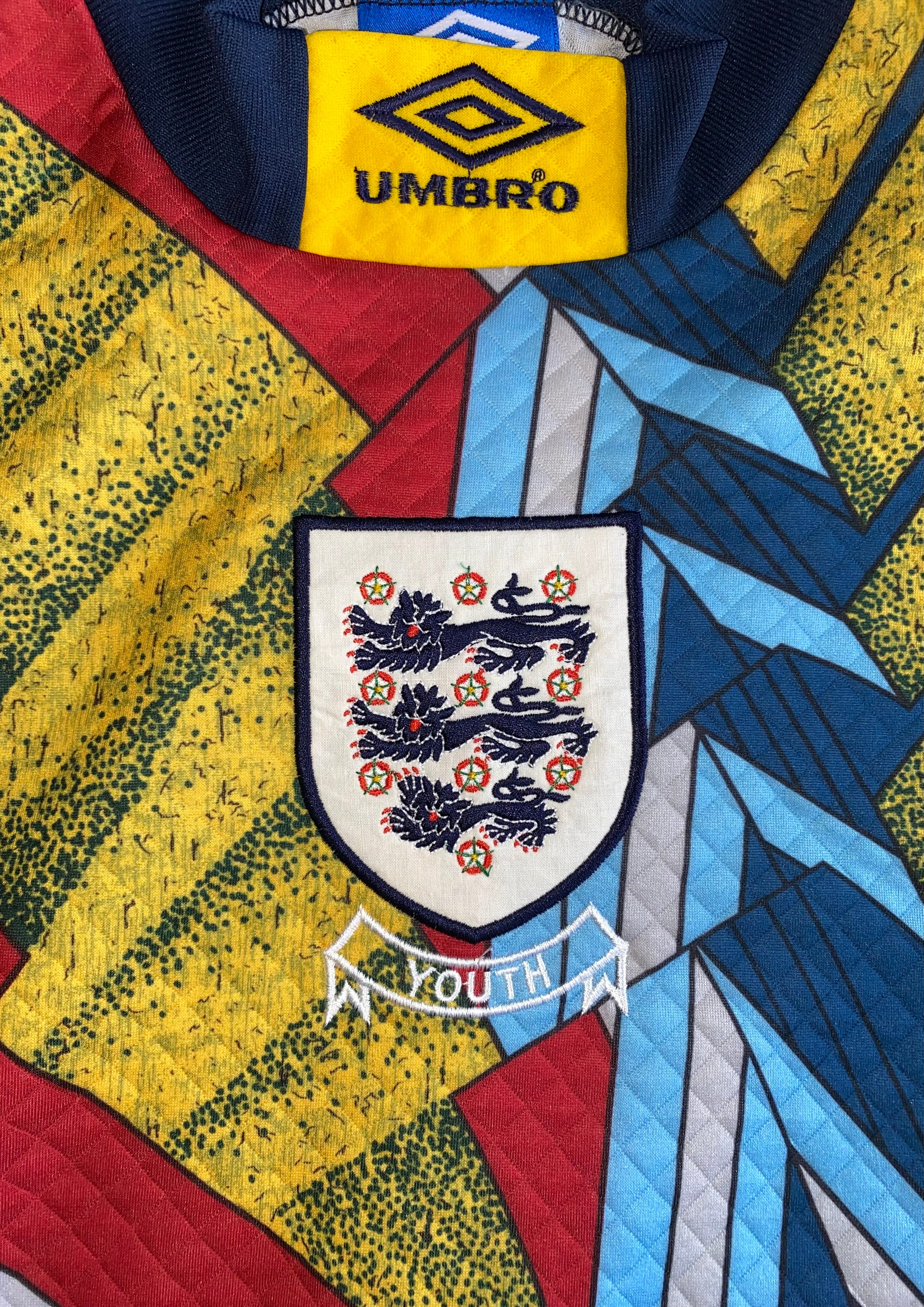 1994 ENGLAND MATCH WORN YOUTH UMBRO GOALKEEPERS SHIRT #1