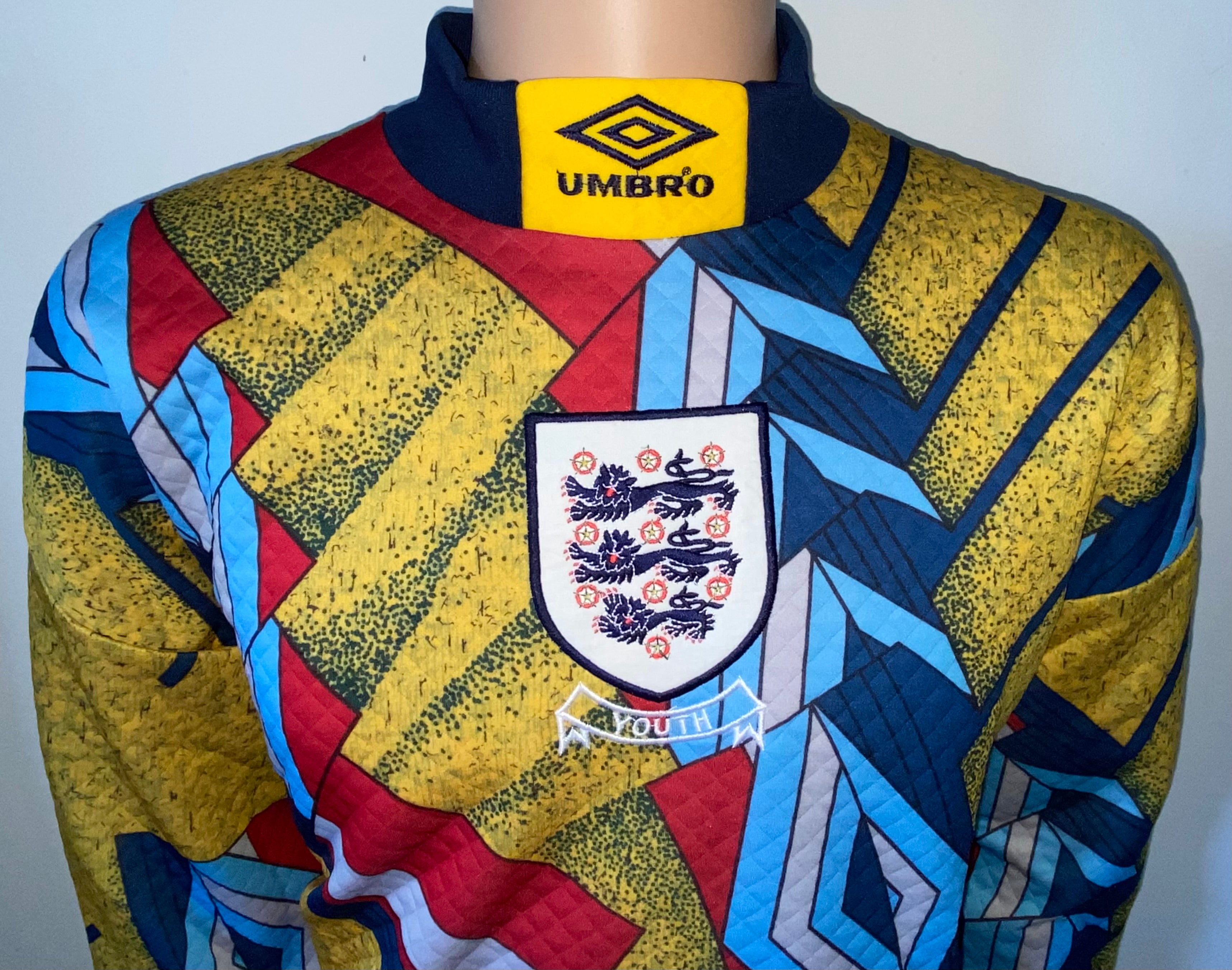 1994 ENGLAND MATCH WORN YOUTH UMBRO GOALKEEPERS SHIRT #1