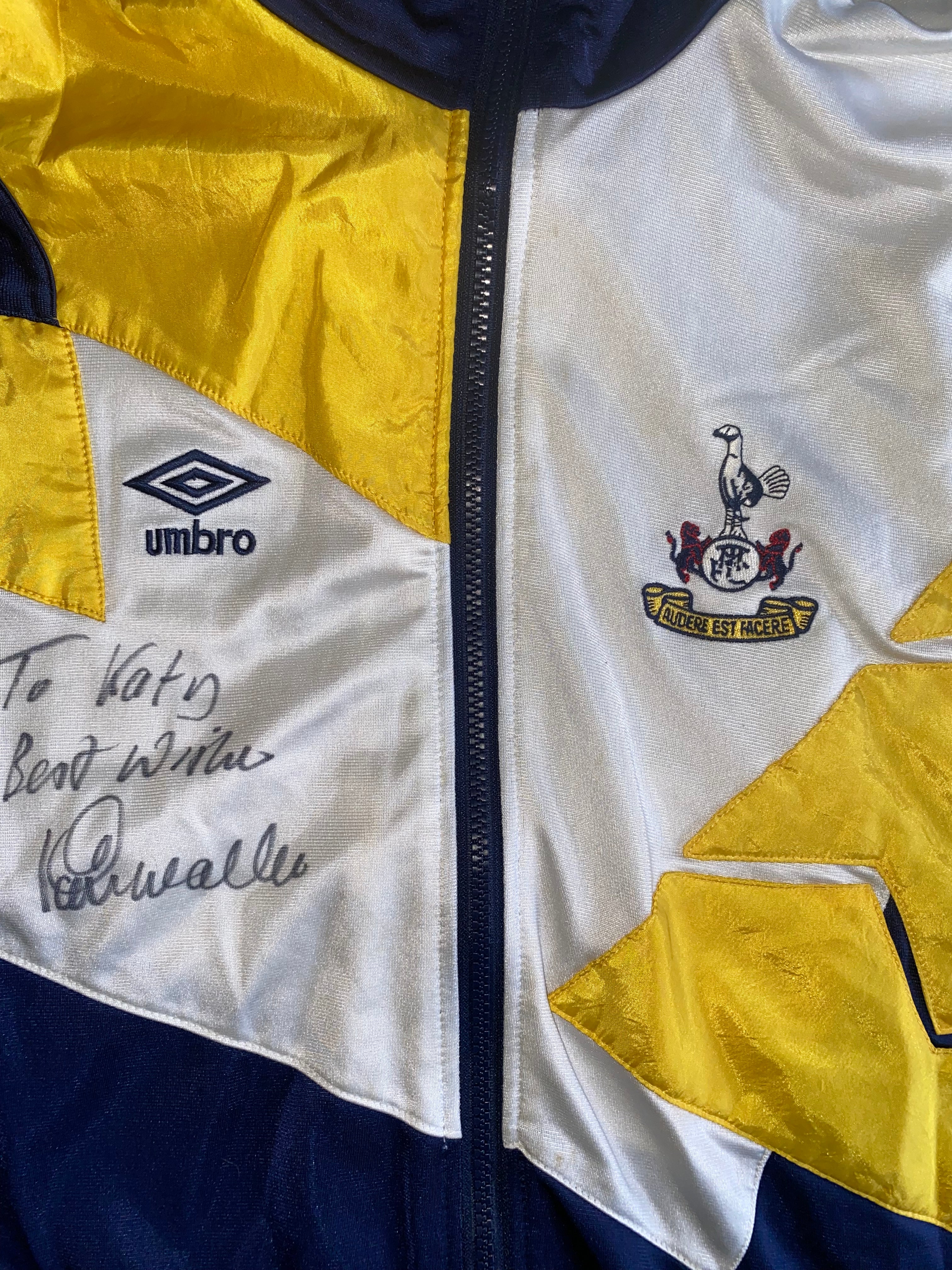 1991 TOTTENHAM HOTSPUR PLAYER WORN PRESENTATION TRACKSUIT JACKET (IAN WALKER)