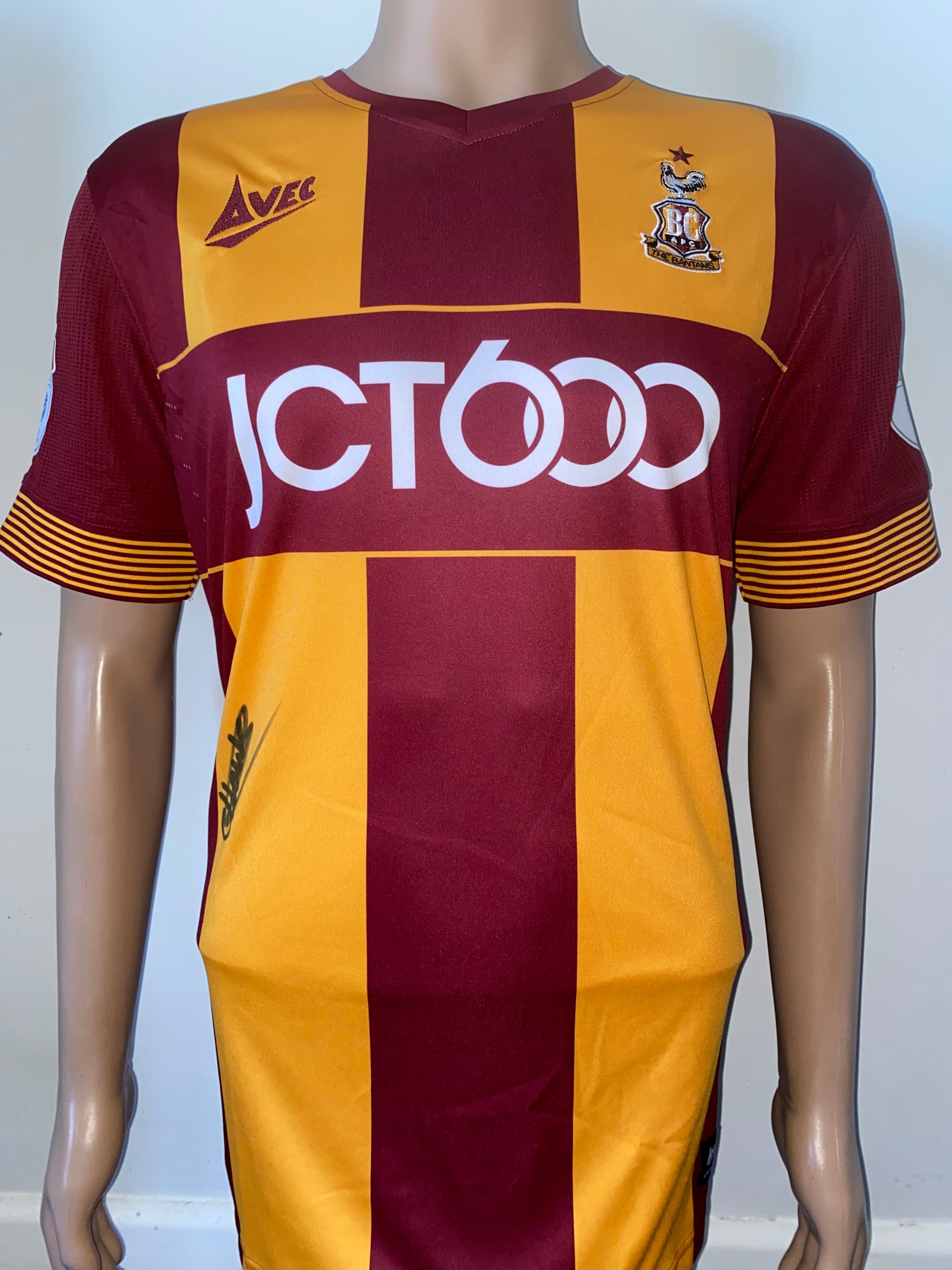 2017/18 BRADFORD CITY MATCH WORN HOME SHIRT (HAWKES #28)