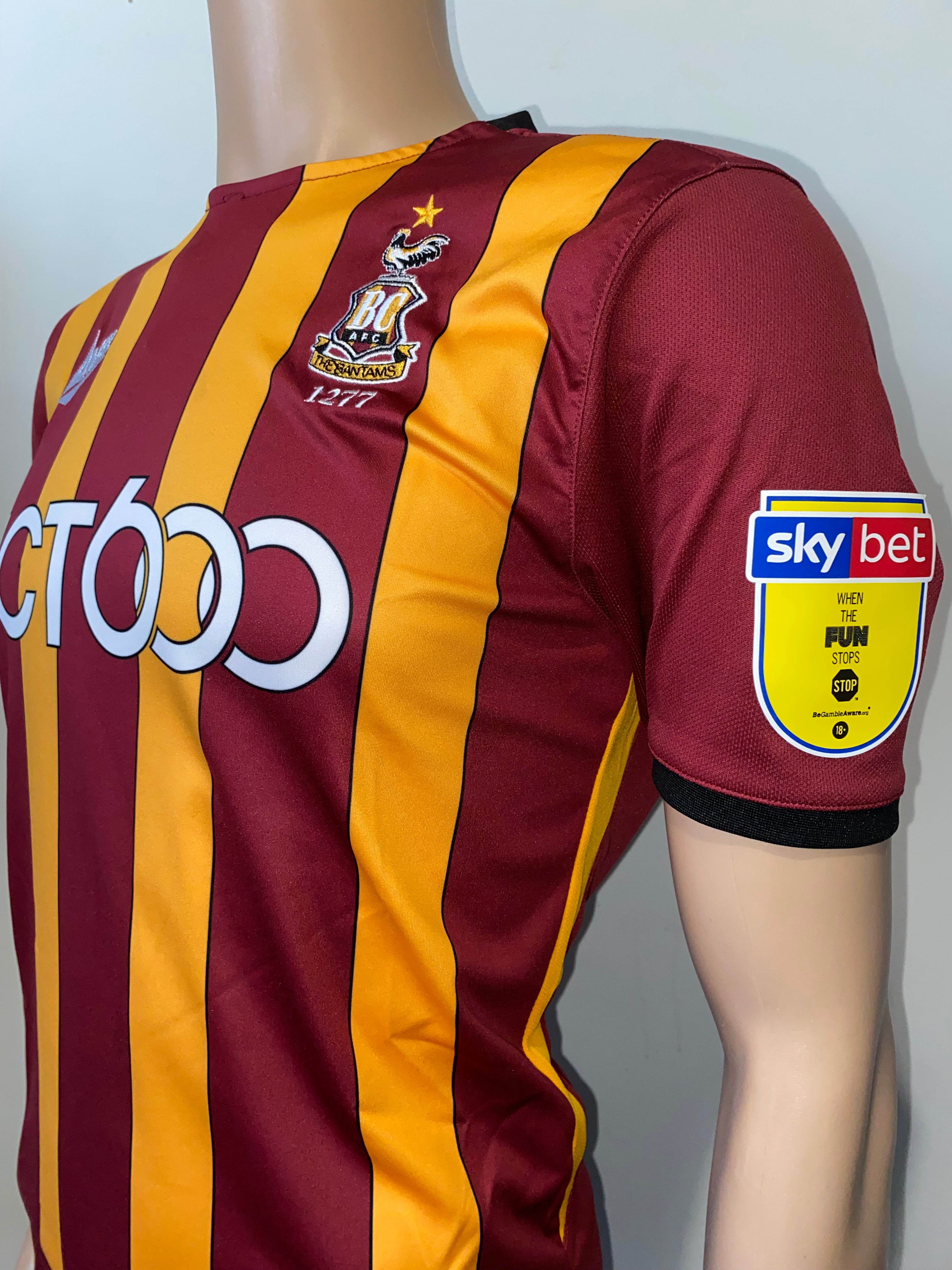 2019/20 BRADFORD CITY MATCH WORN HOME SHIRT (HENLEY #22)