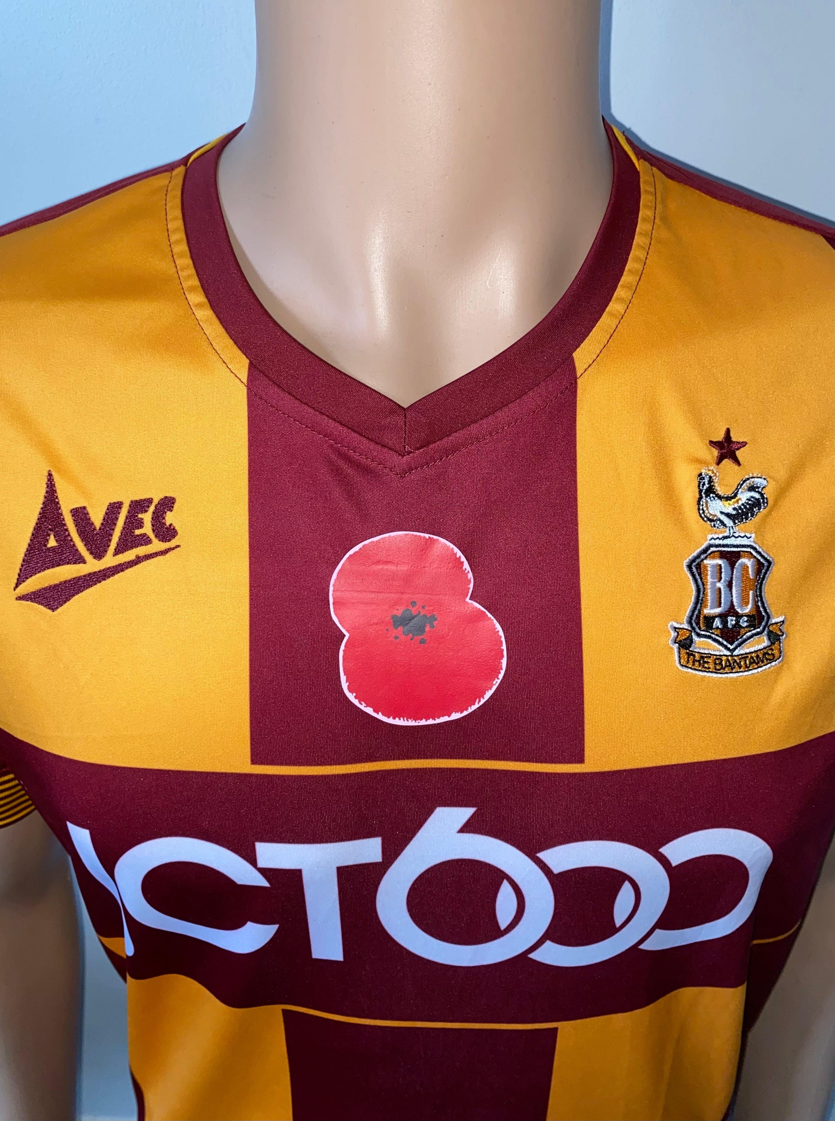 2017/18 BRADFORD CITY MATCH WORN HOME SHIRT (FIELD #15 v PLYMOUTH ARGYLE)