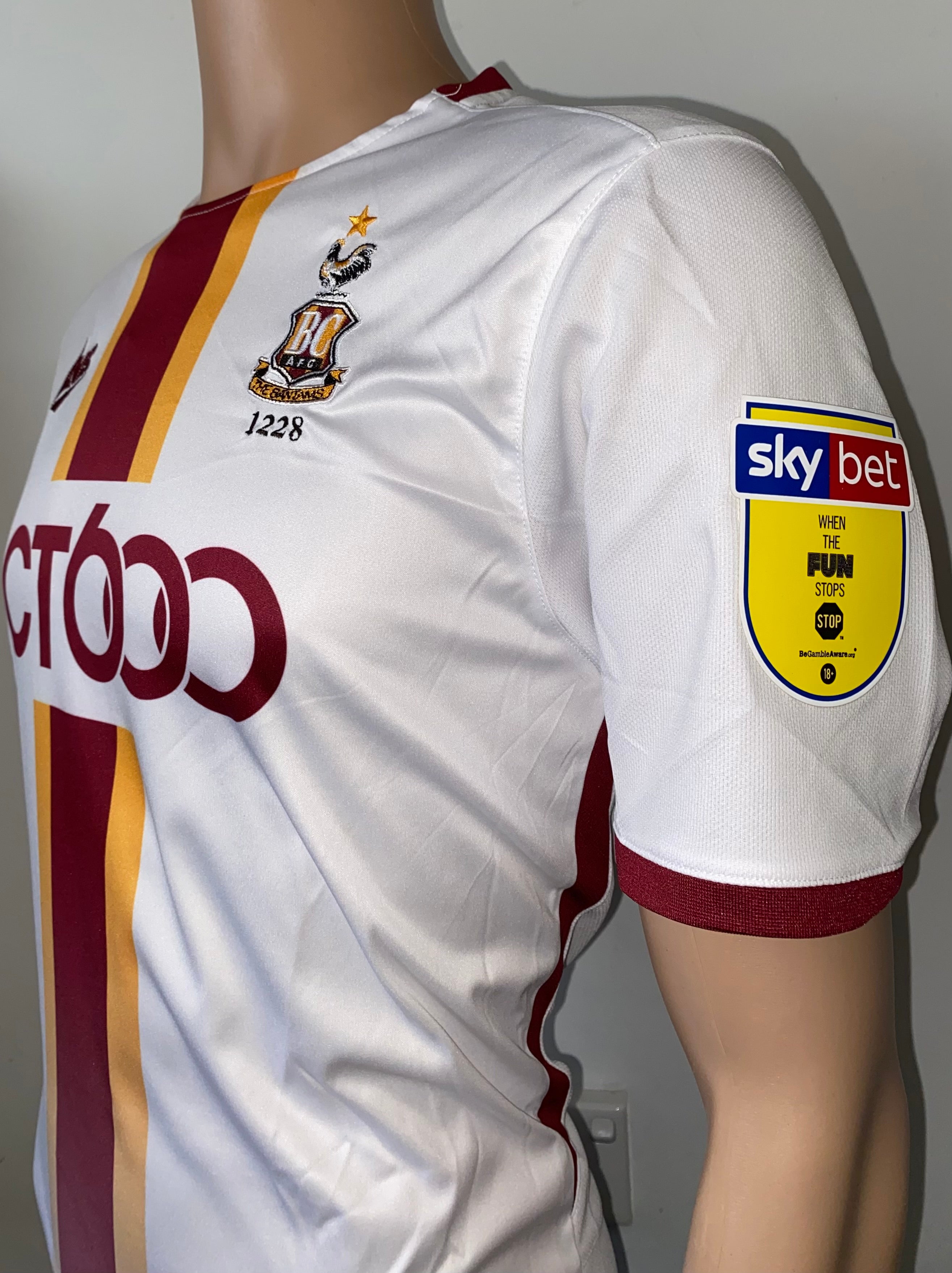 2019/20 BRADFORD CITY MATCH WORN AWAY SHIRT (McCARTEN #14)