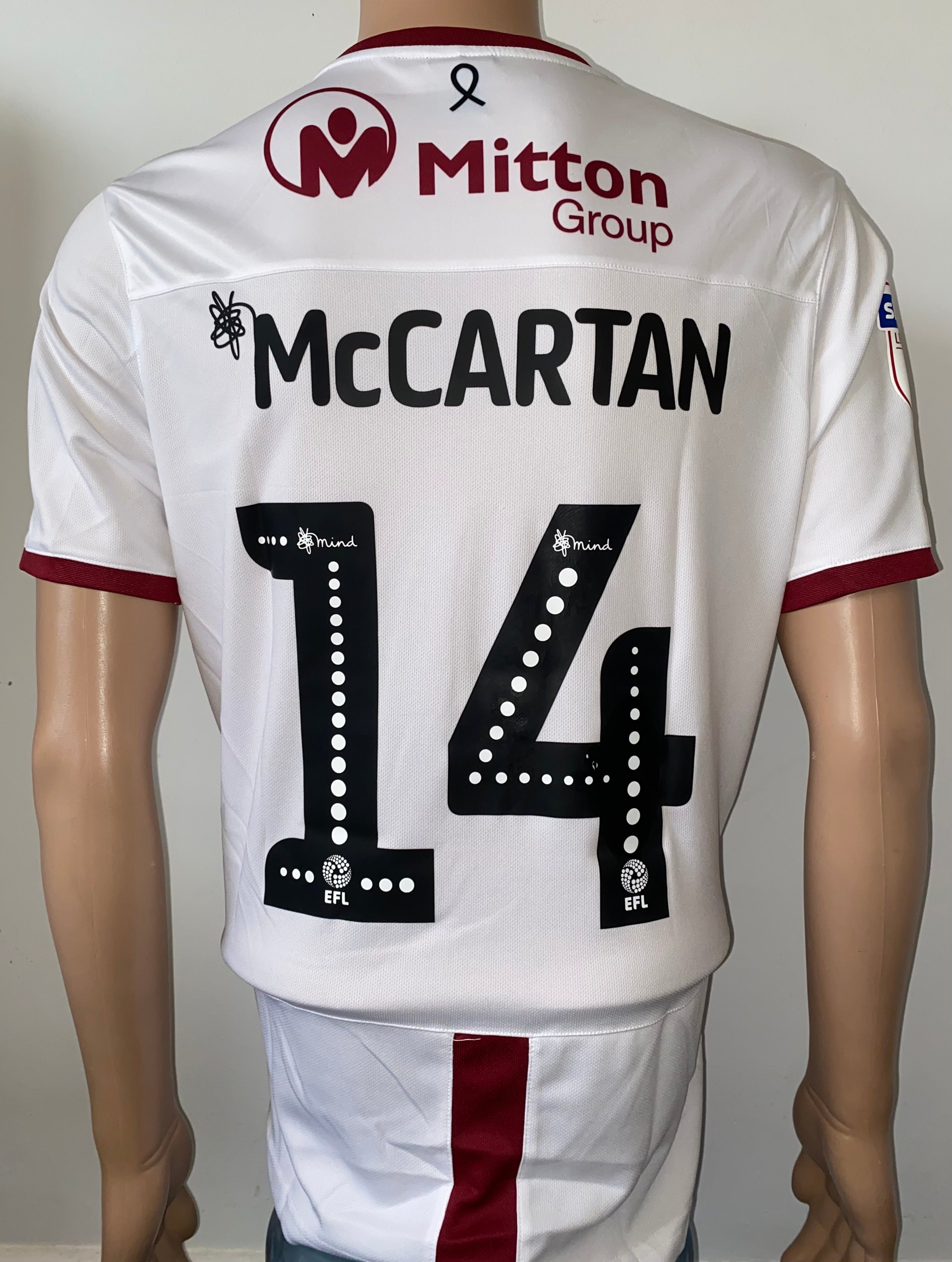 2019/20 BRADFORD CITY MATCH WORN AWAY SHIRT (McCARTEN #14)