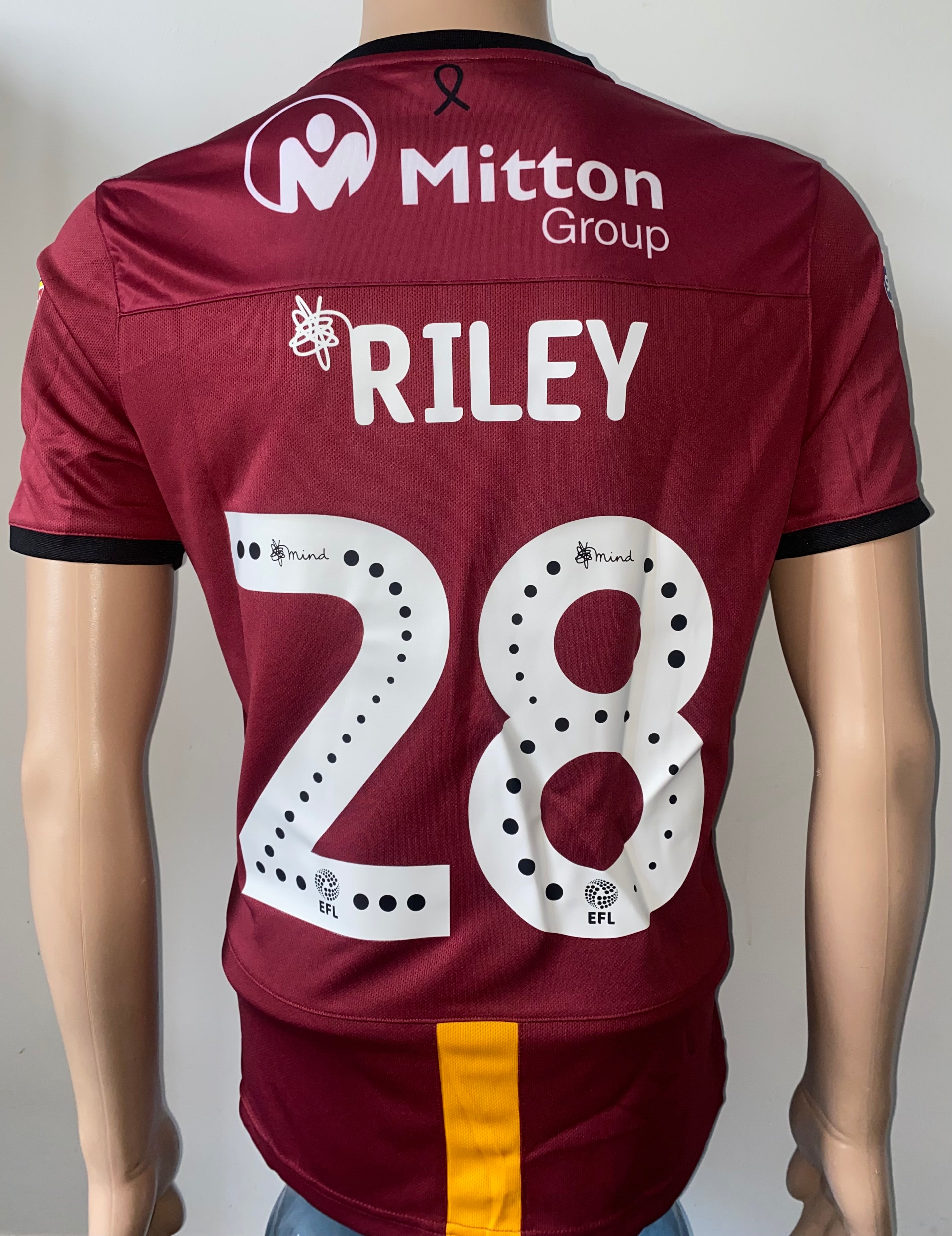 2019/20 BRADFORD CITY MATCH WORN HOME SHIRT (RILEY #28)