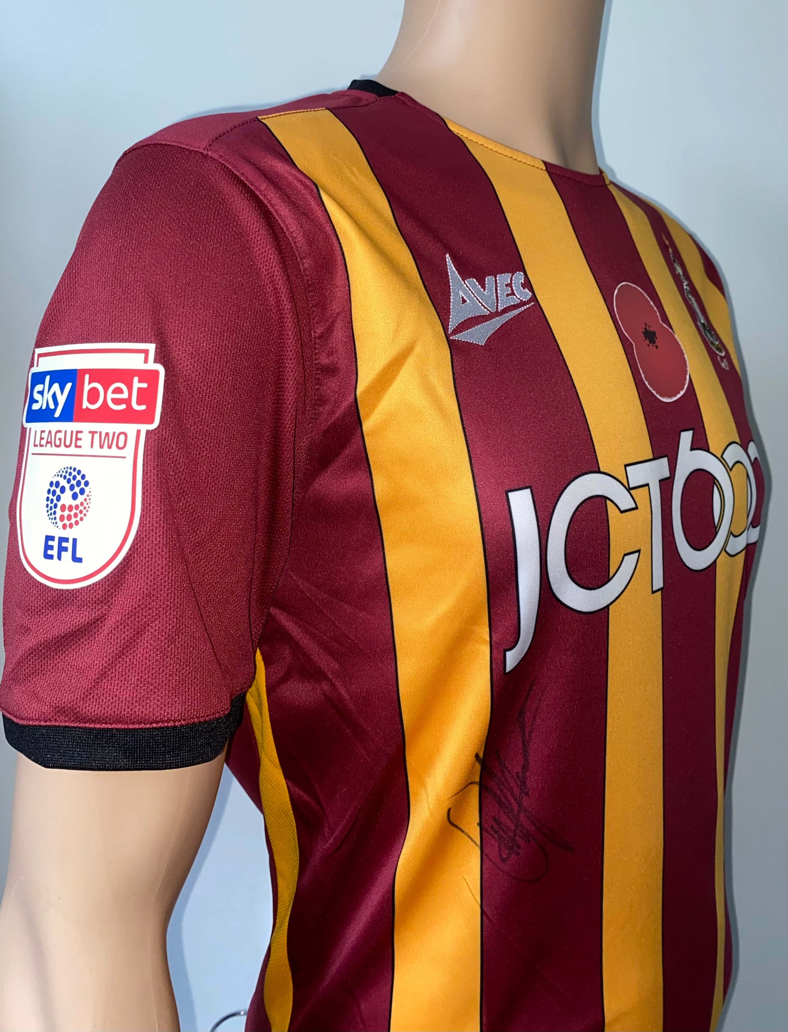 2019/20 BRADFORD CITY MATCH WORN HOME SHIRT (PATRICK #20 V EXETER CITY HOME)