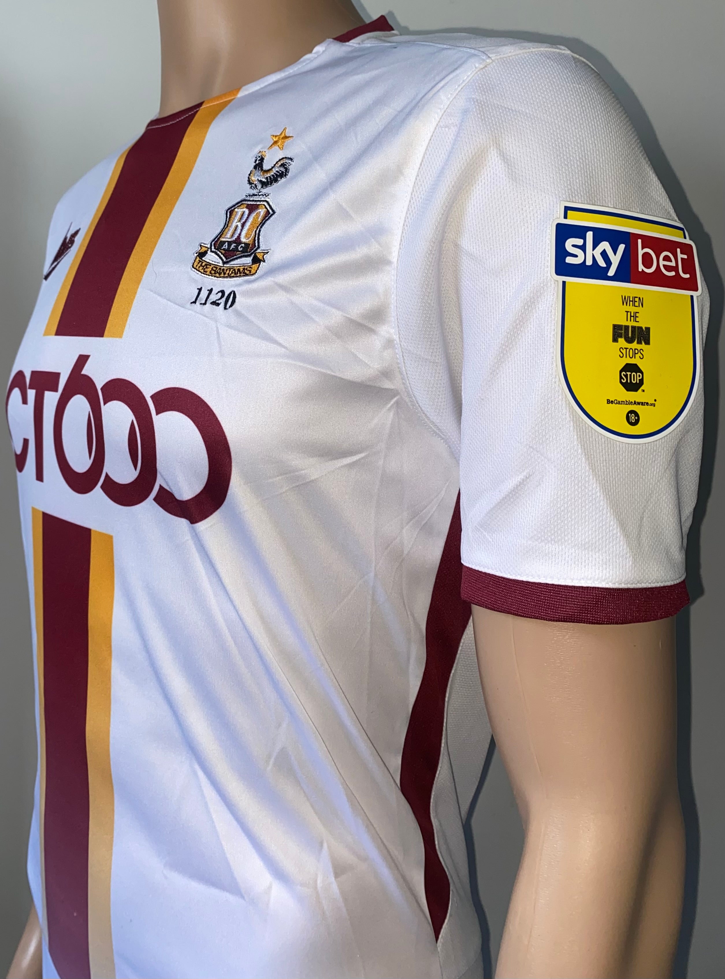 2019/20 BRADFORD CITY MATCH WORN AWAY SHIRT (DEVITT #27)