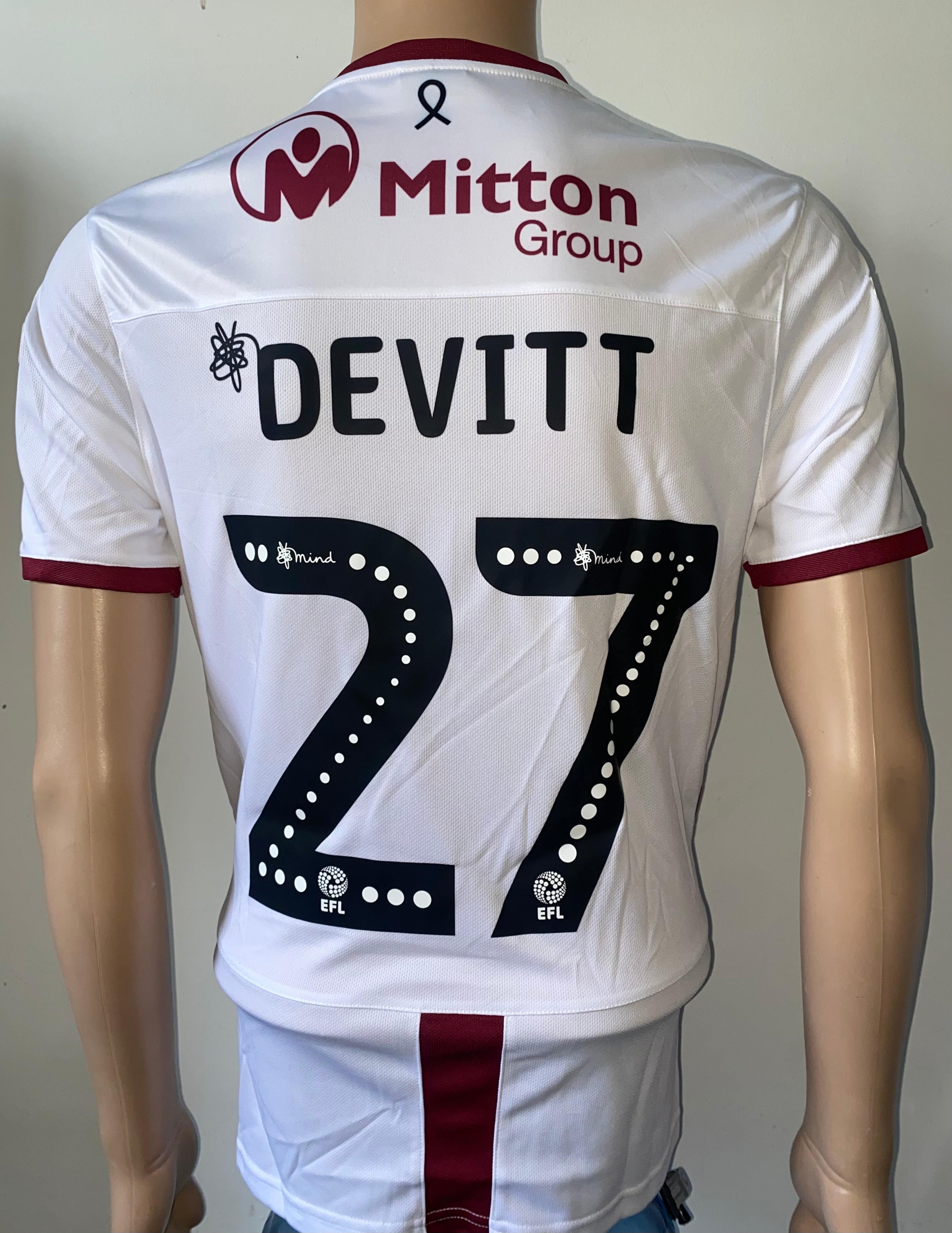 2019/20 BRADFORD CITY MATCH WORN AWAY SHIRT (DEVITT #27)