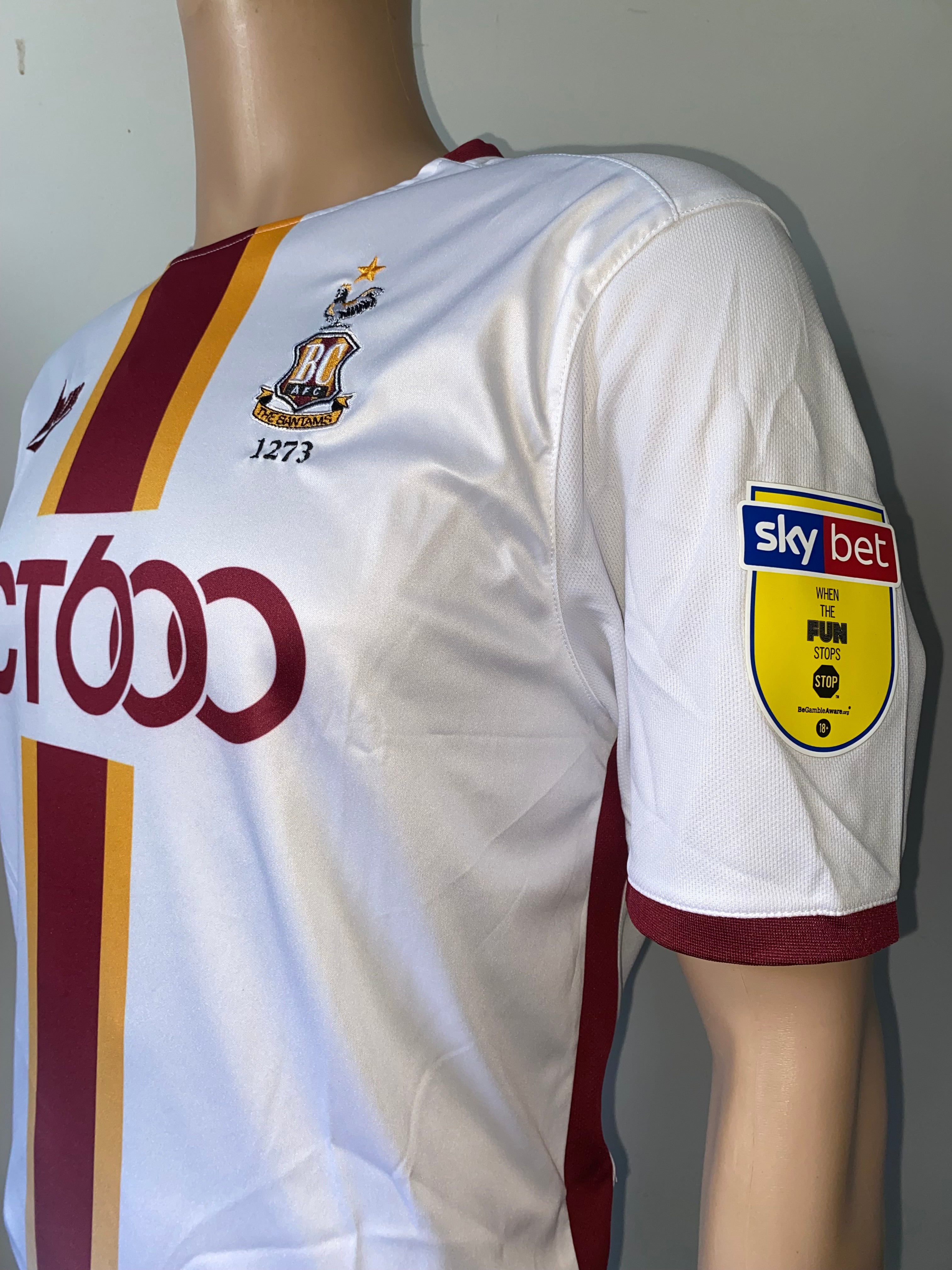 2019/20 BRADFORD CITY MATCH WORN AWAY SHIRT (ANDERSON 18)