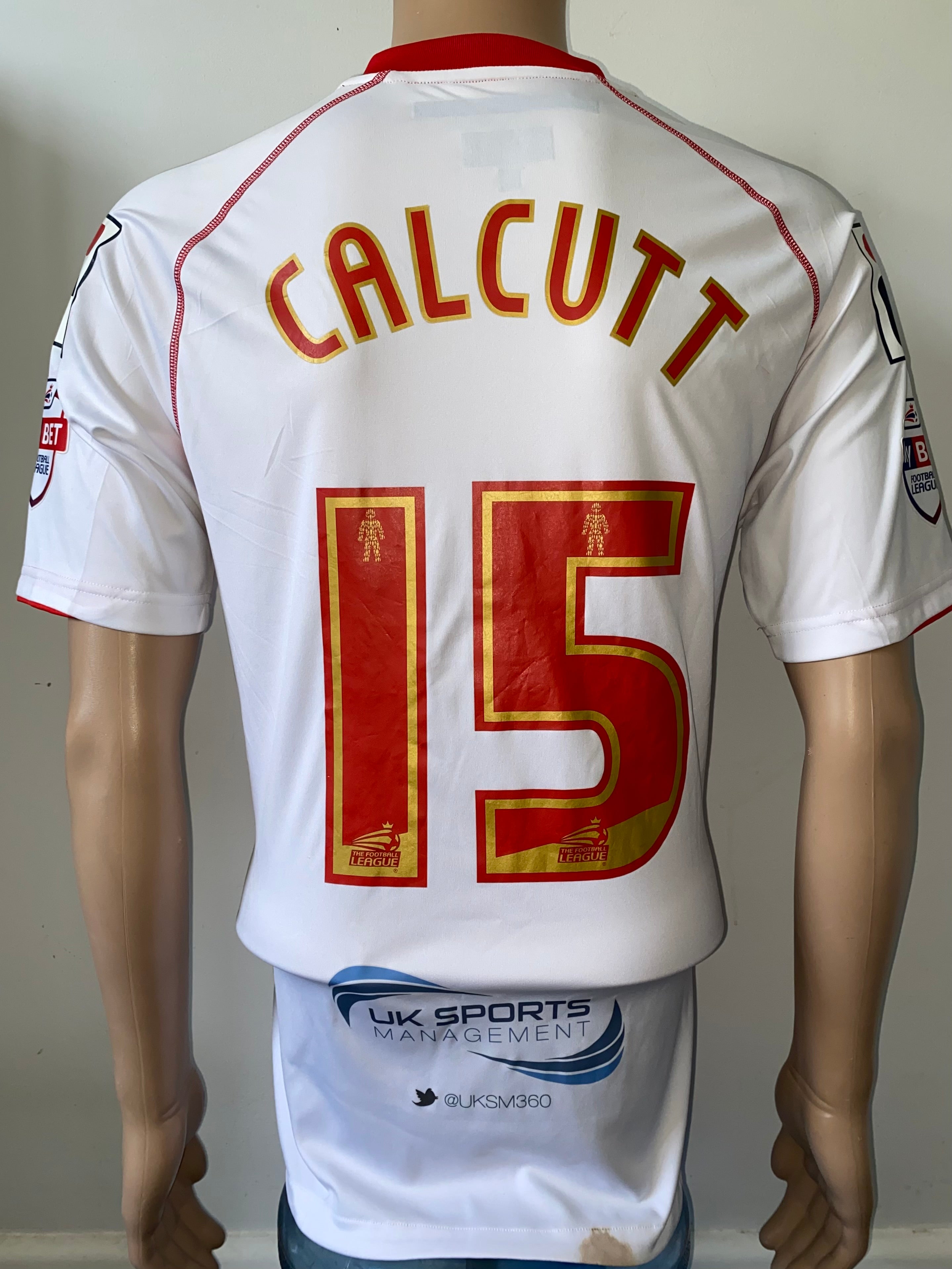 2014/15 STEVENAGE BOROUGH MATCH WORN HOME SHIRT (CALCUTT #15)
