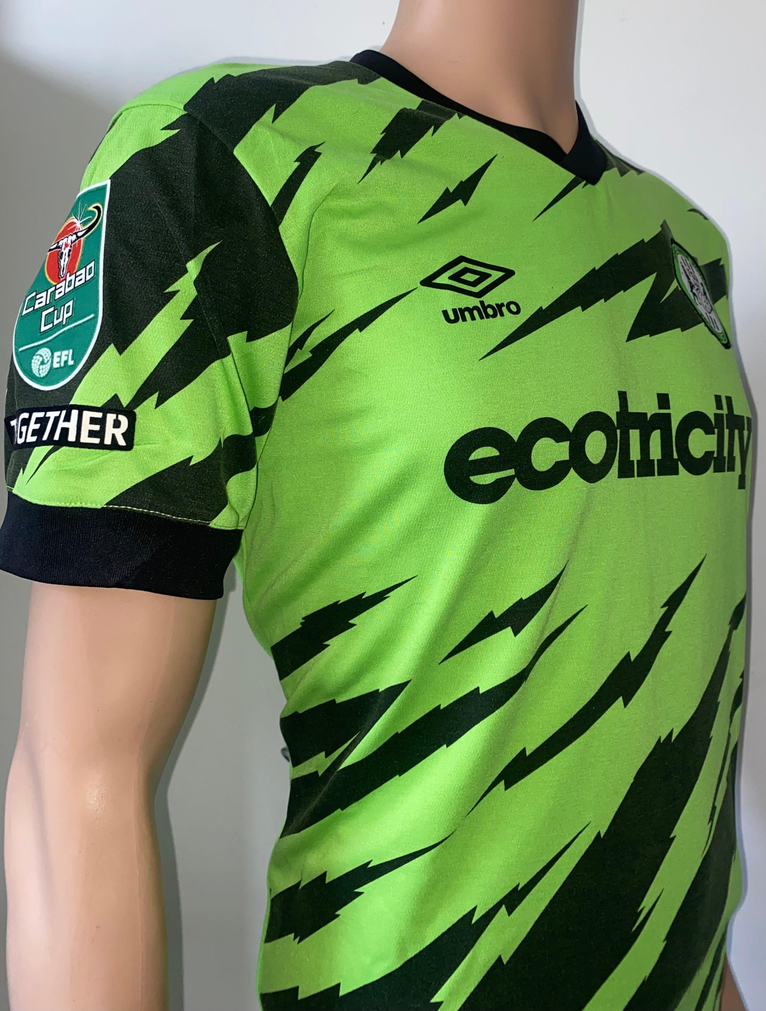 2023/24 FOREST GREEN MATCH WORN UMBRO HOME SHIRT (JENKS #5 V EFL CUP PORTSMOUTH)