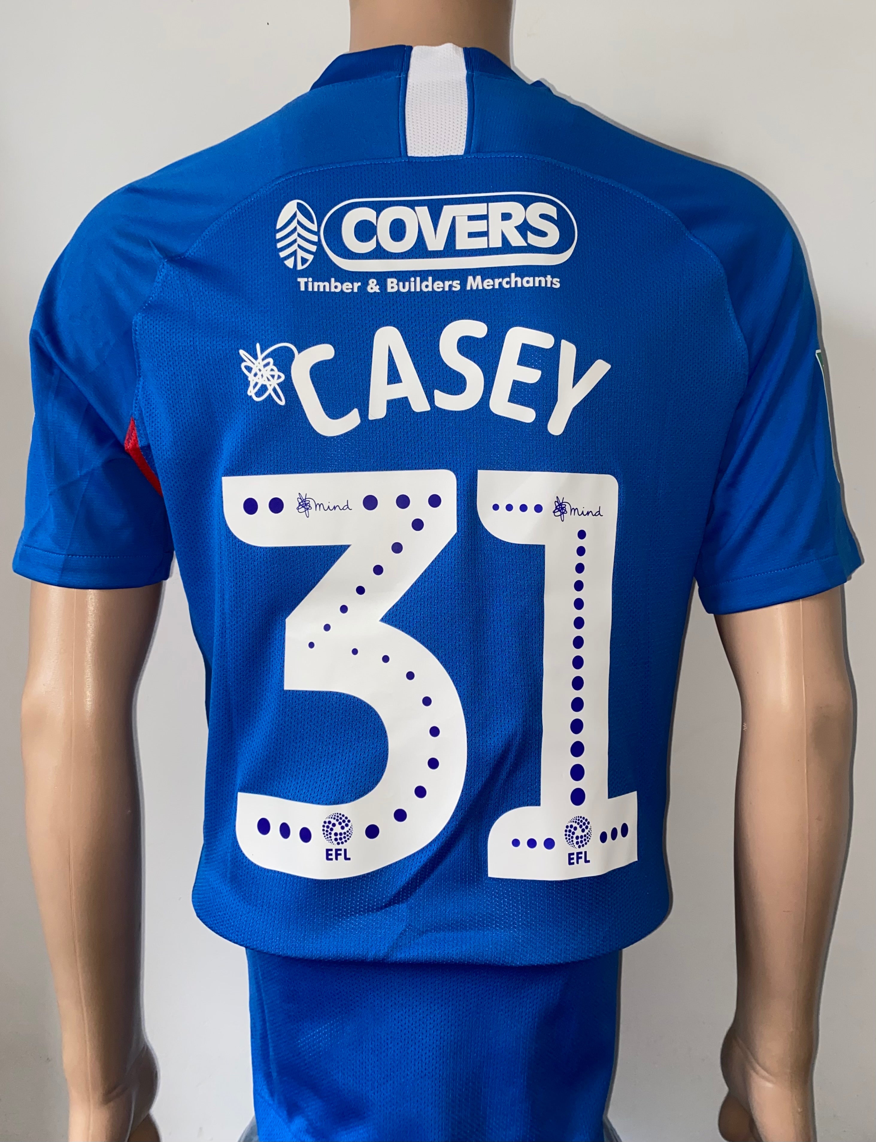 2019/20 PORTSMOUTH MATCH WORN HOME SHIRT (CASEY #31 carabao cup)