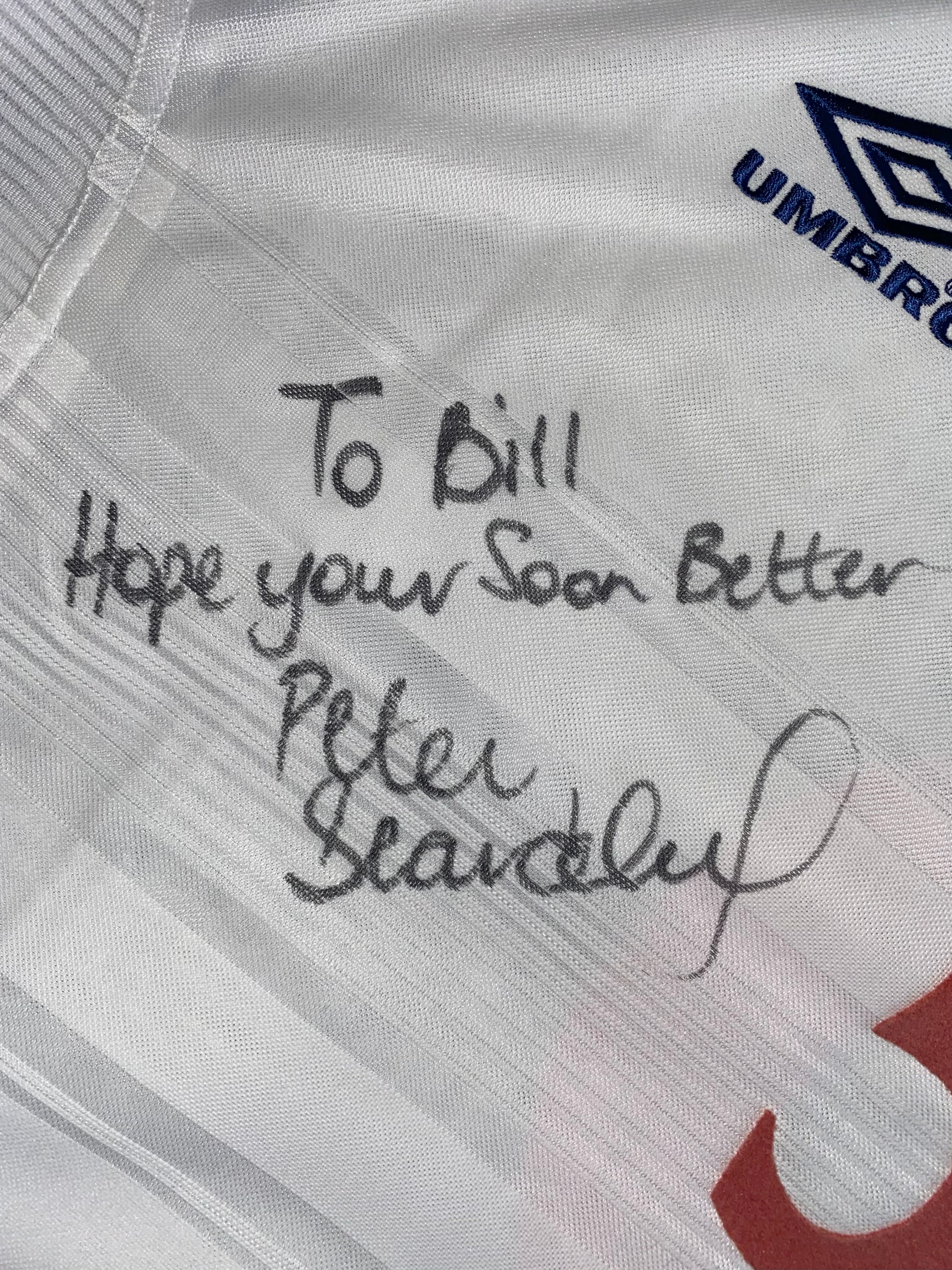 2000 ENGLAND MATCH ISSUE SIGNED HOME SHIRT #5