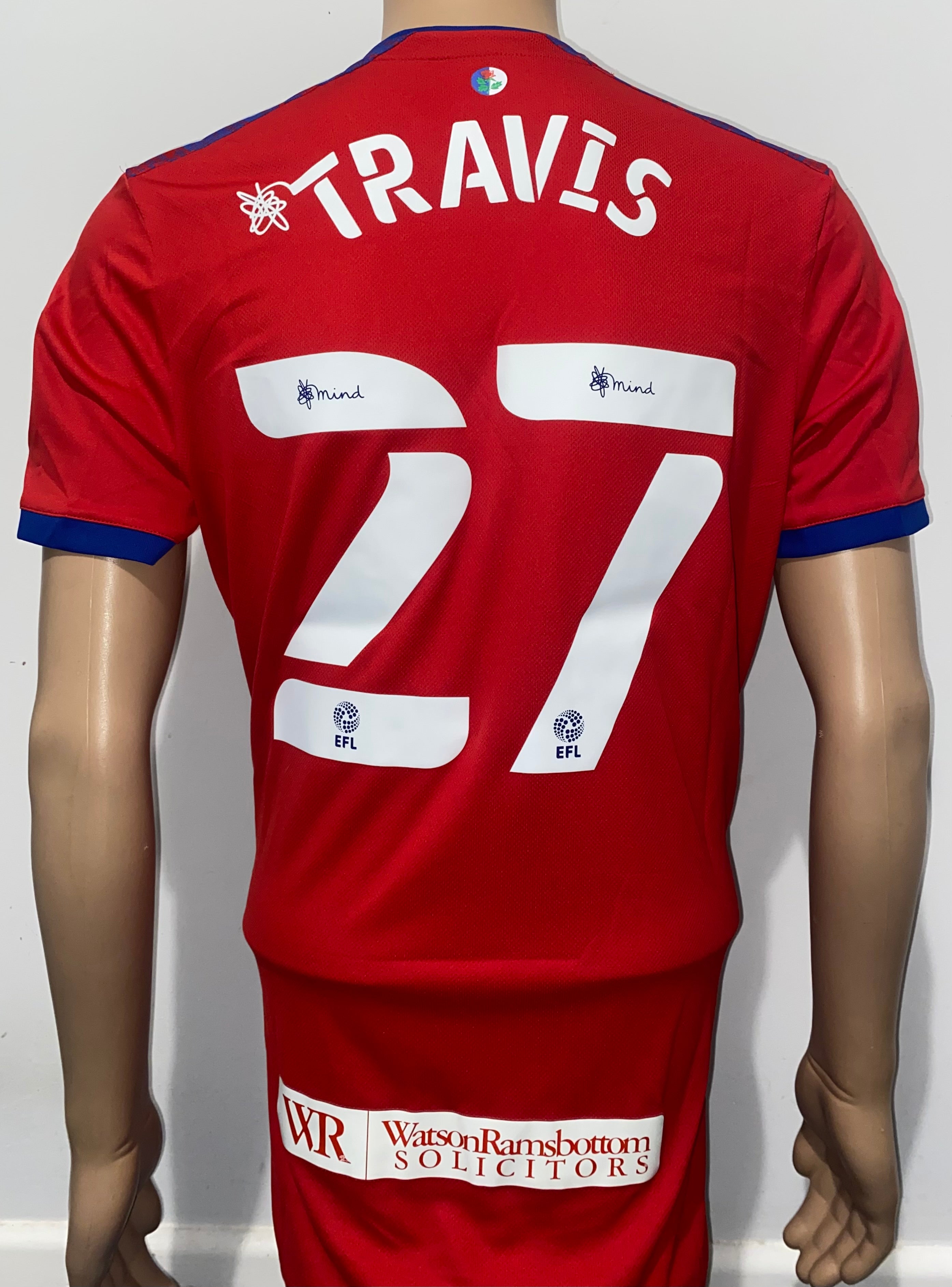 2020/21 BLACKBURN ROVERS MATCH WORN AWAY SHIRT (TRAVIS #27)