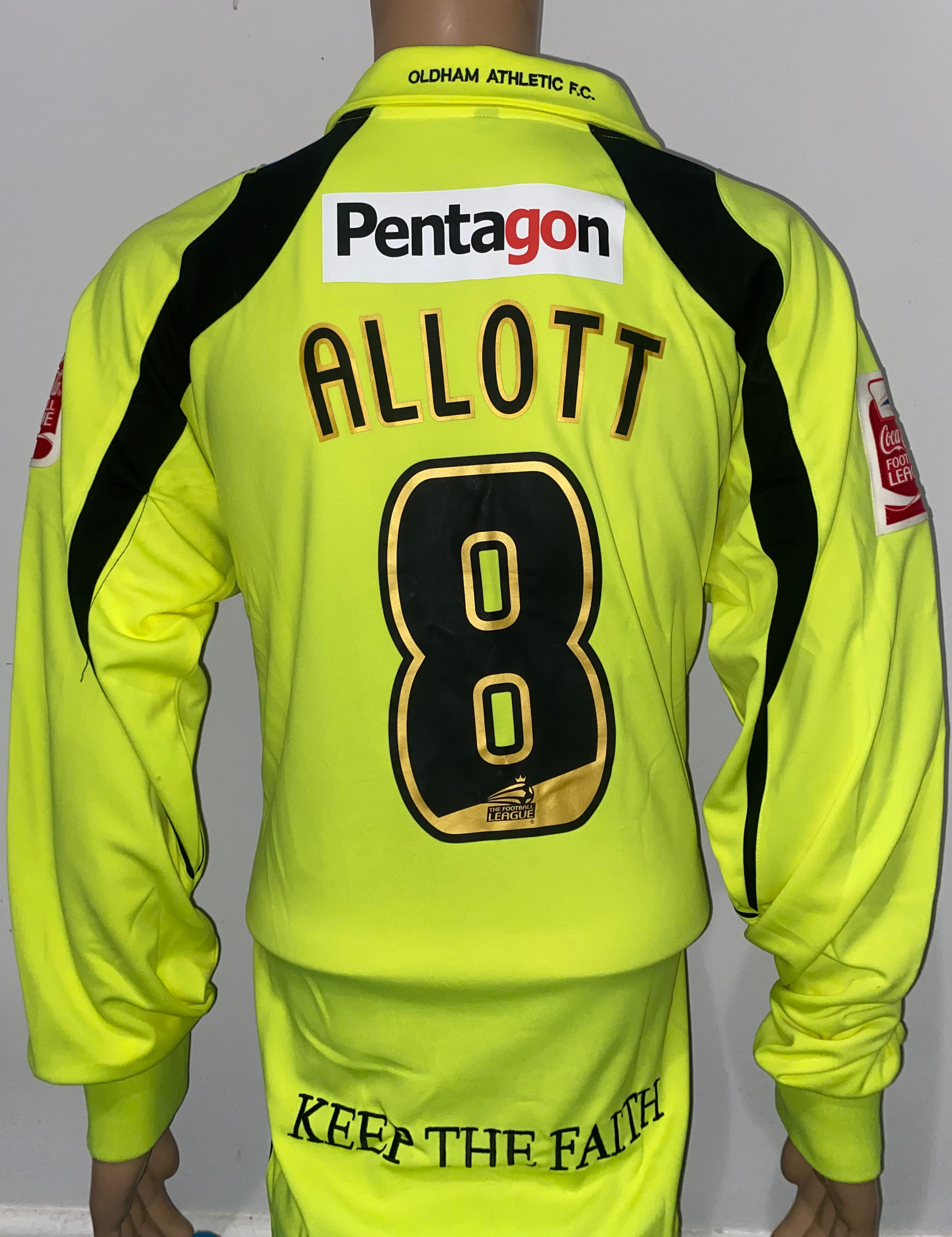 2008/09 OLDHAM ATHLETIC MATCH WORN AWAY SHIRT (ALLOTT #8)