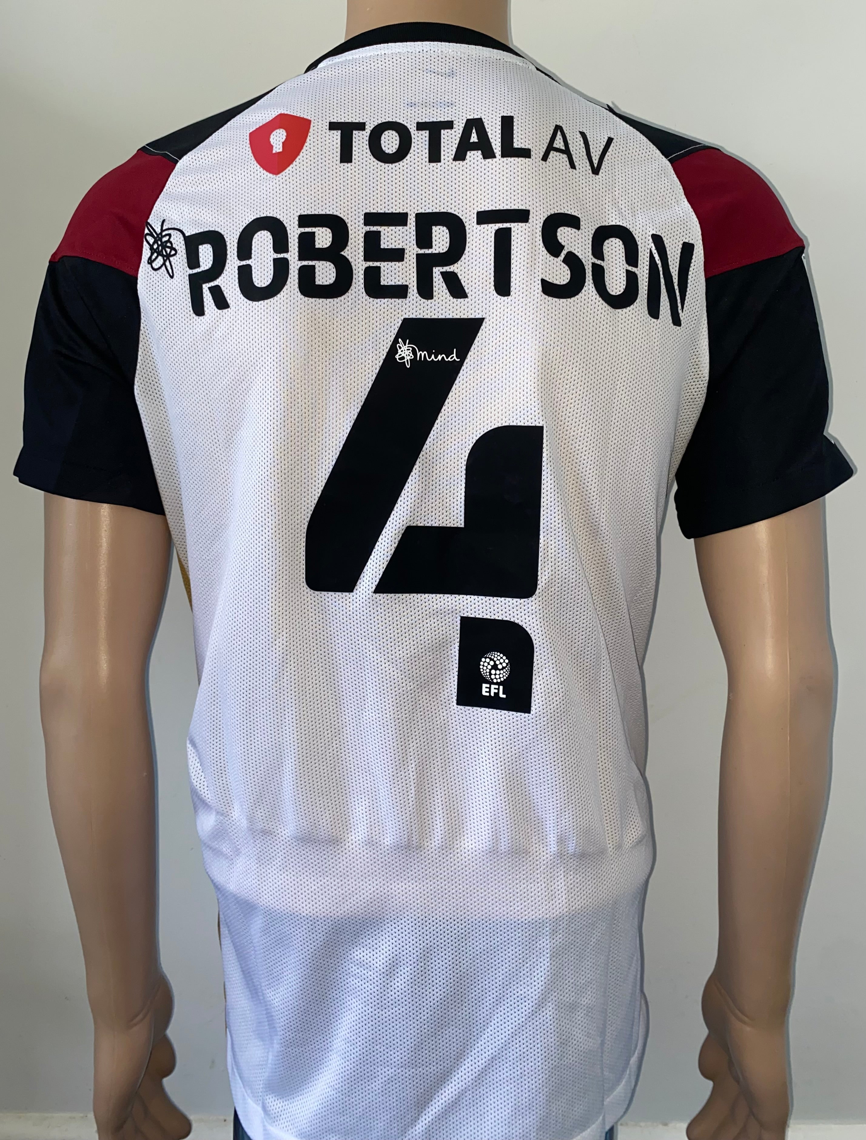 2021/22 PORTSMOUTH MATCH WORN AWAY SHIRT (ROBERTSON #4)