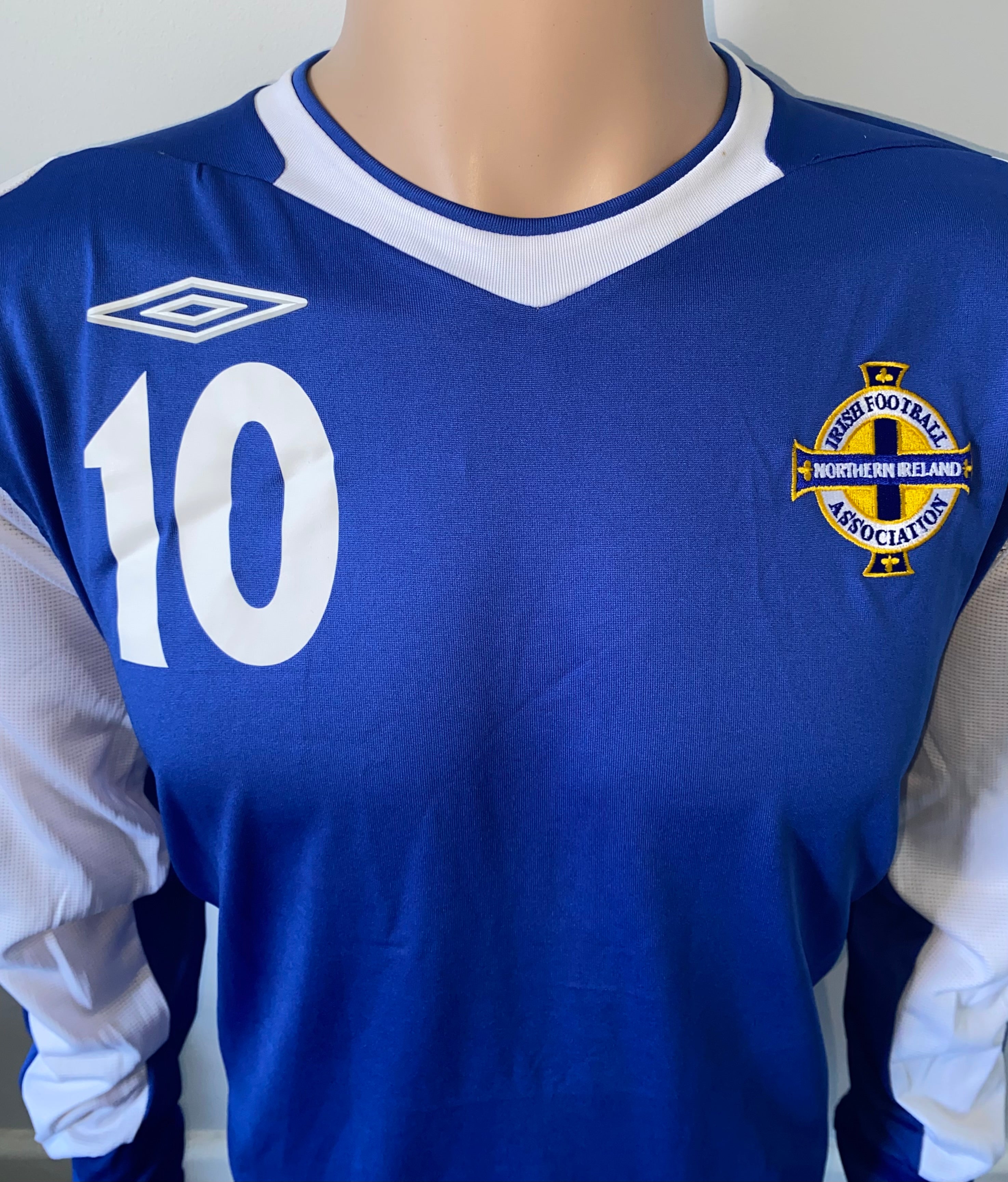2006-08 NORTHERN IRELAND UMBRO U-21 MATCH ISSUE HOME SHIRT #10