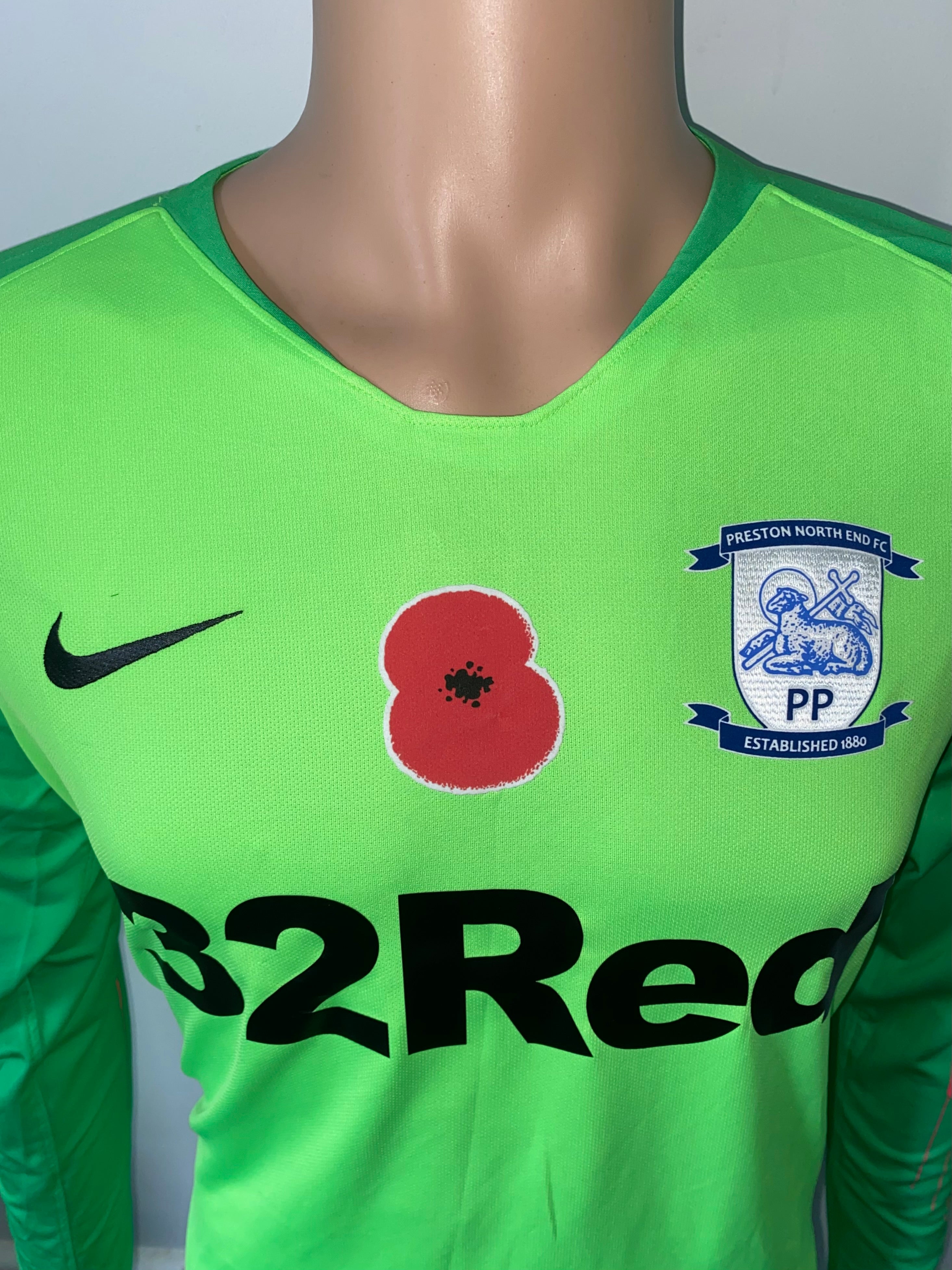 2018/19 PRESTON NORTH END MATCH ISSUE HOME GOALKEEPERS SHIRT (HUDSON #28 V BRISTOL CITY)