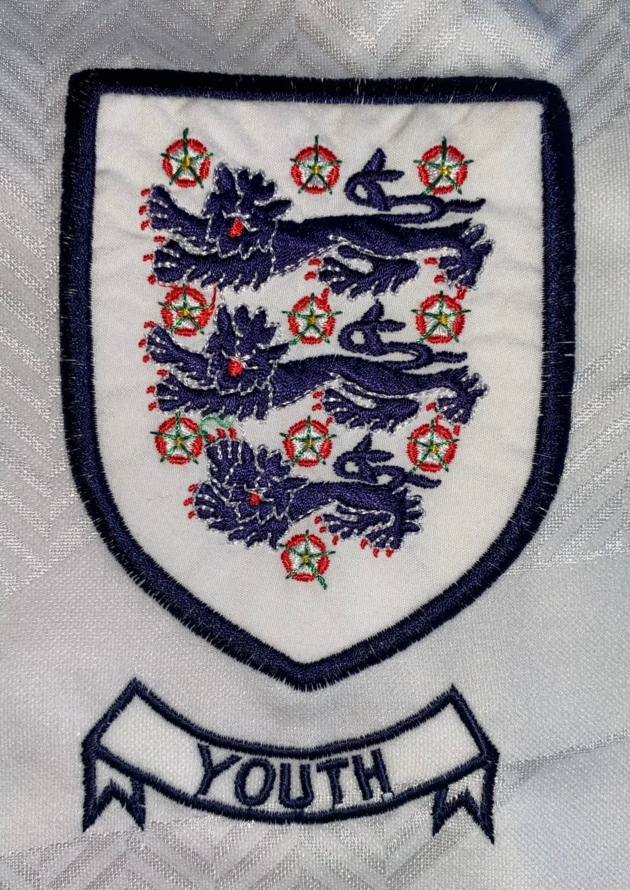 1994 ENGLAND YOUTH UMBRO MATCH WORN HOME SHIRT #16