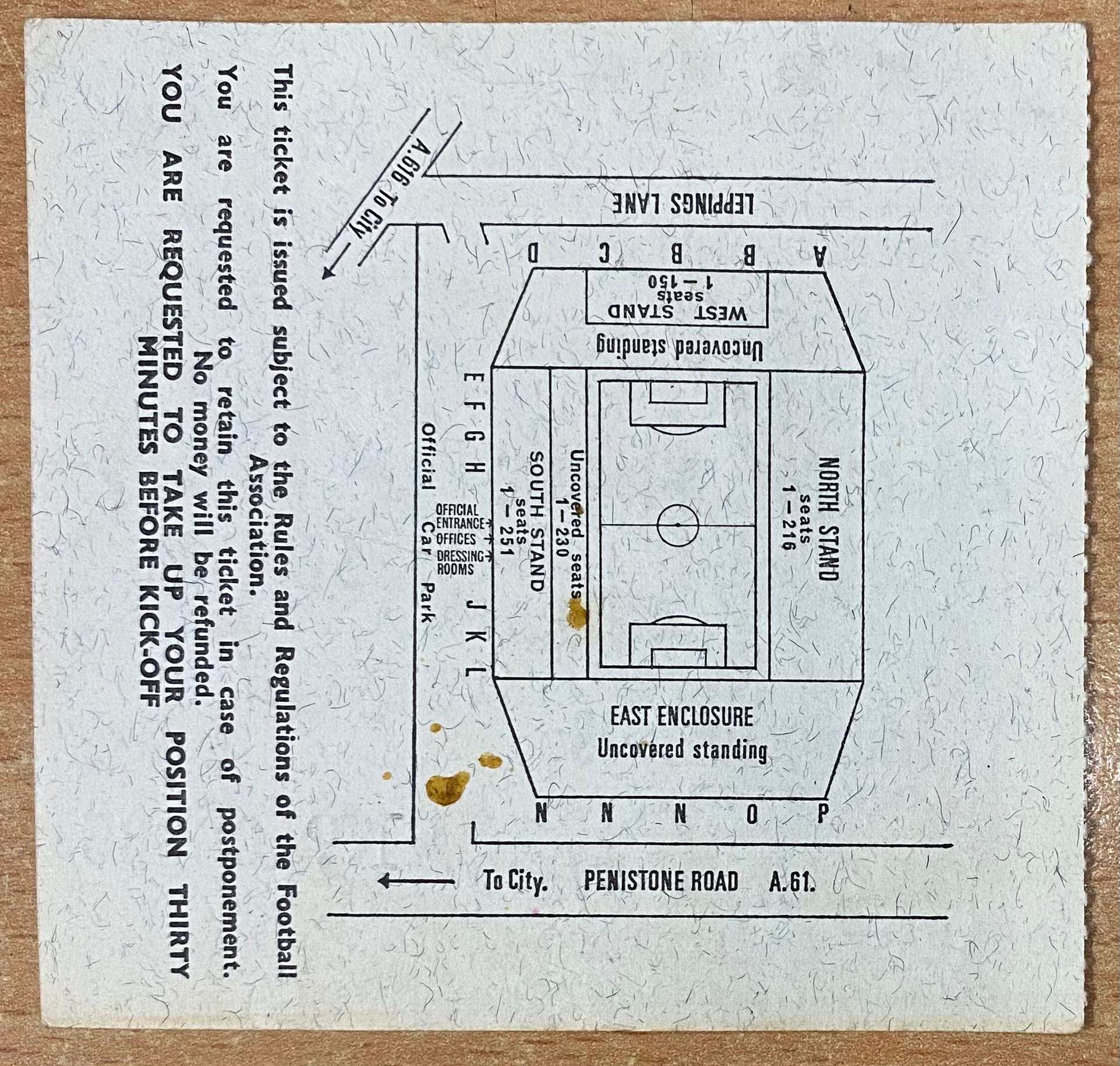 1966 ORIGINAL WORLD CUP 1ST ROUND TICKET SPAIN V SWITZERLAND @ HILLSBOROUGH