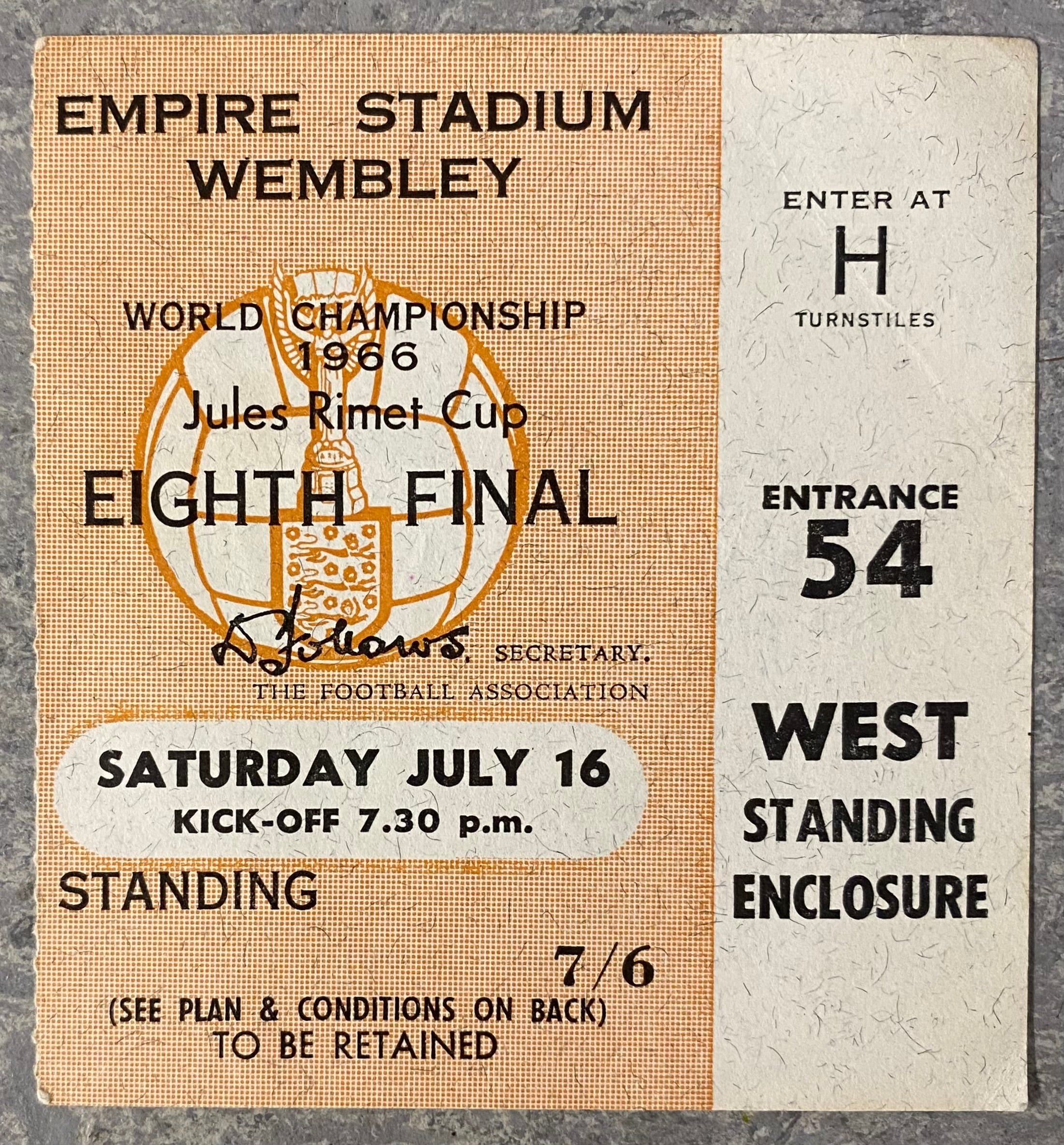 1966 ORIGINAL WORLD CUP 1ST ROUND TICKET ENGLAND V MEXICO @ WEMBLEY