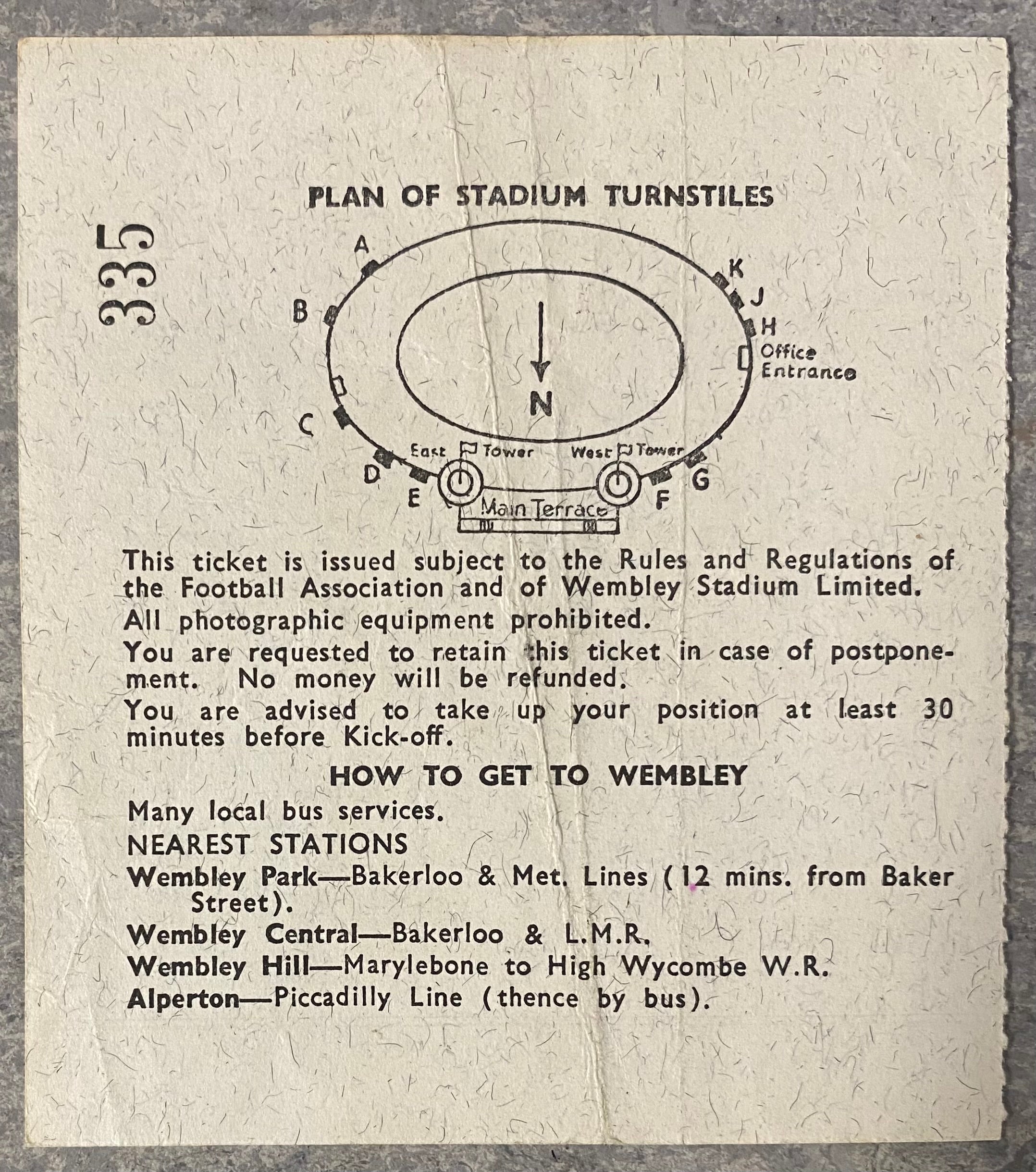 1966 ORIGINAL WORLD CUP 1ST ROUND TICKET ENGLAND V FRANCE @ WEMBLEY