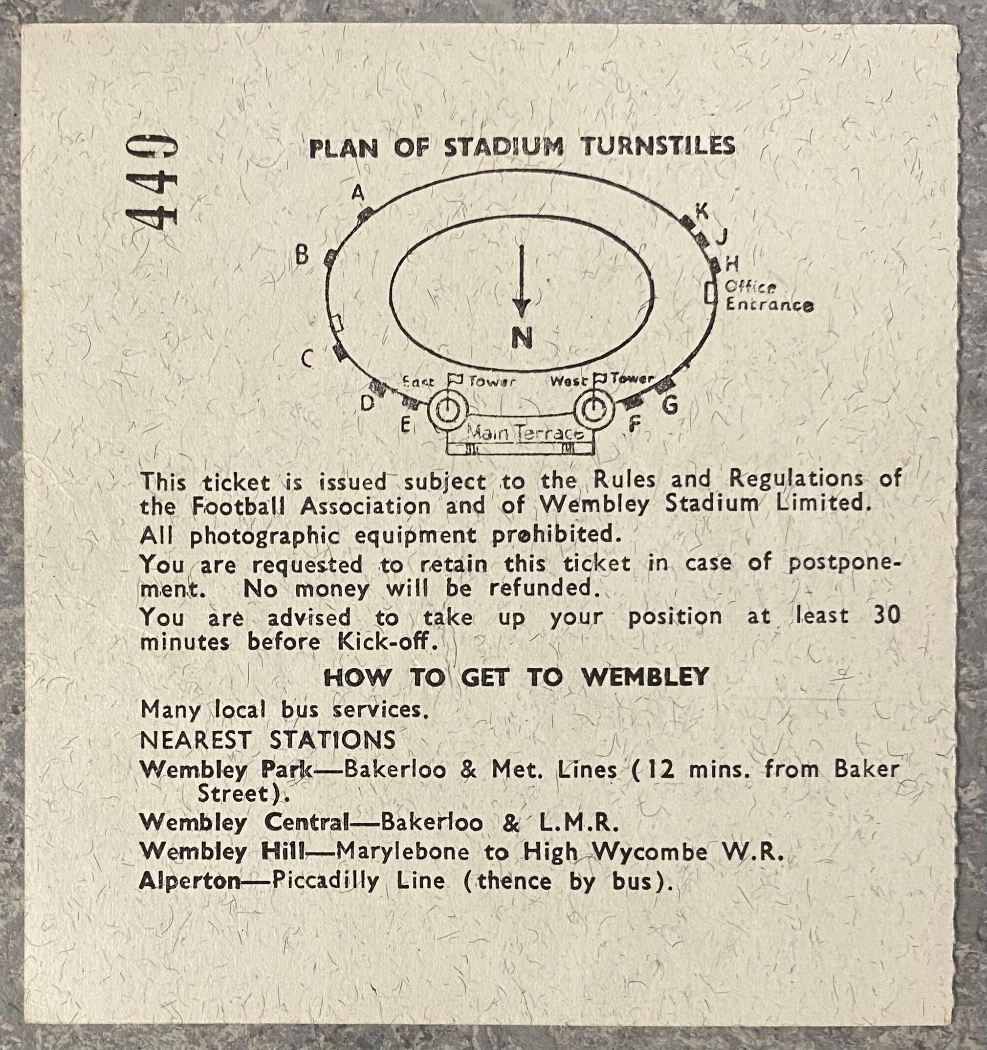 1966 ORIGINAL WORLD CUP 3RD PLACE PLAY OFF TICKET PORTUGAL V SOVIET UNION @ WEMBLEY