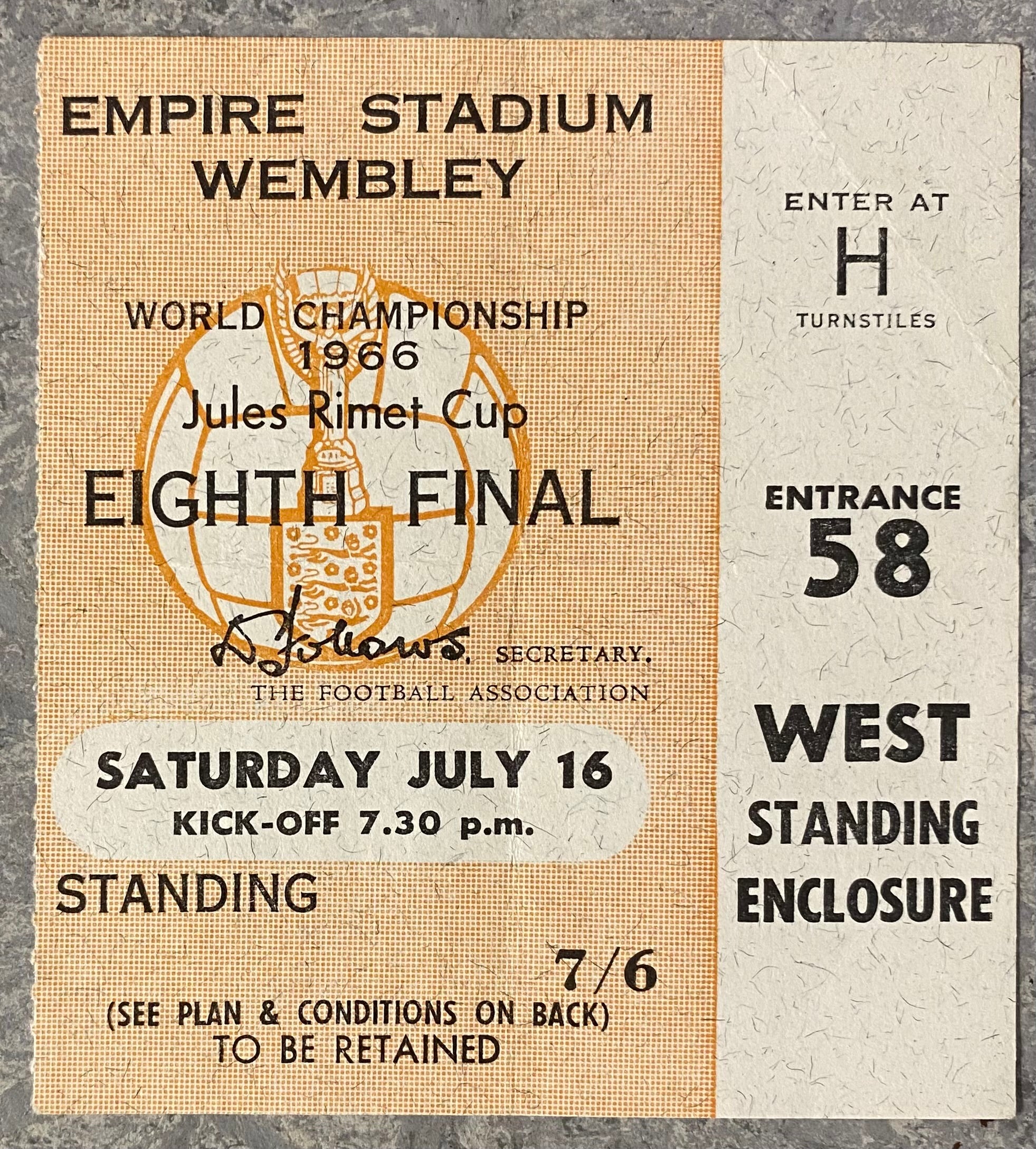 1966 ORIGINAL WORLD CUP 1ST ROUND TICKET ENGLAND V MEXICO @ WEMBLEY