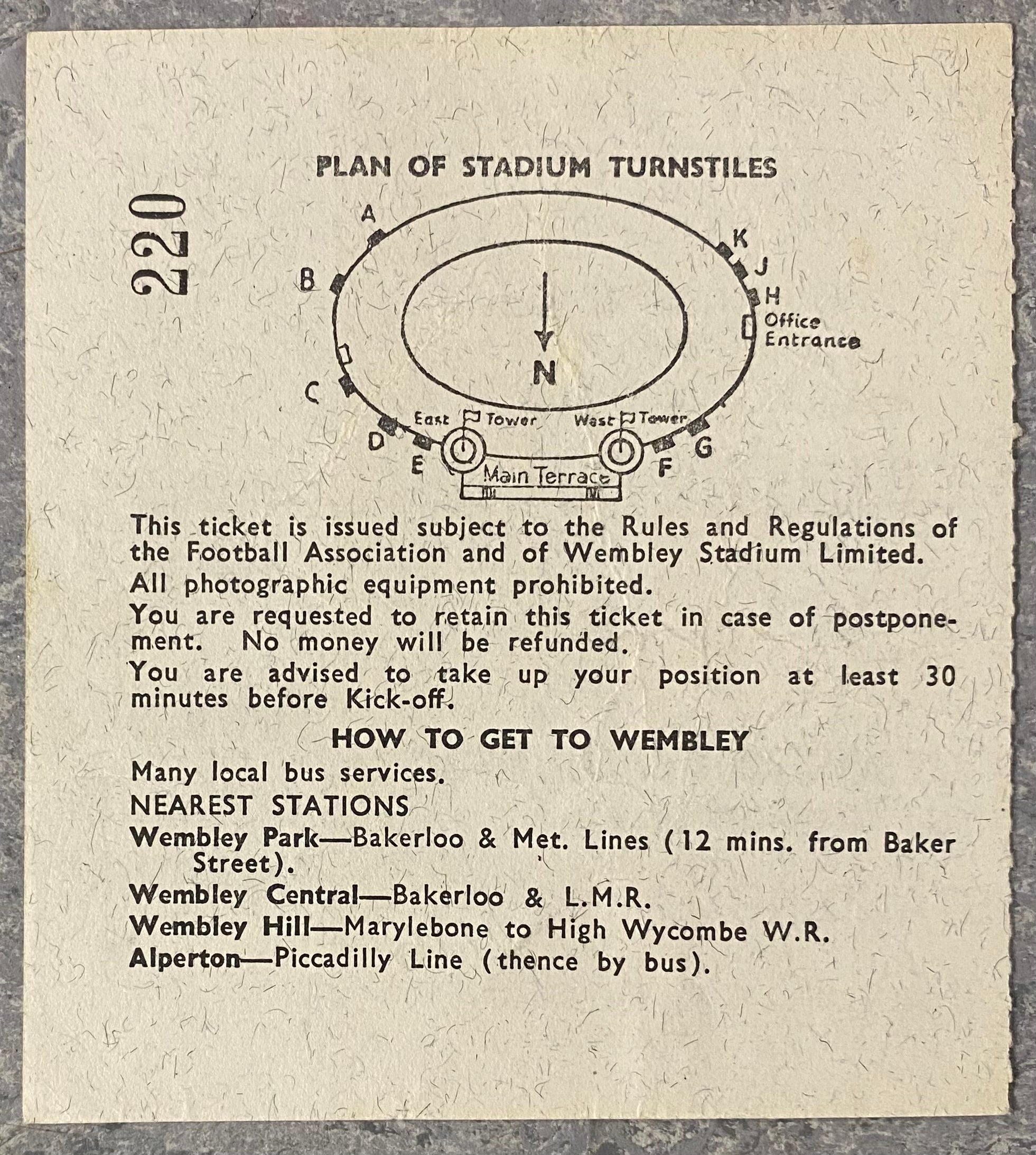 1966 ORIGINAL WORLD CUP 1ST ROUND TICKET ENGLAND V FRANCE @ WEMBLEY