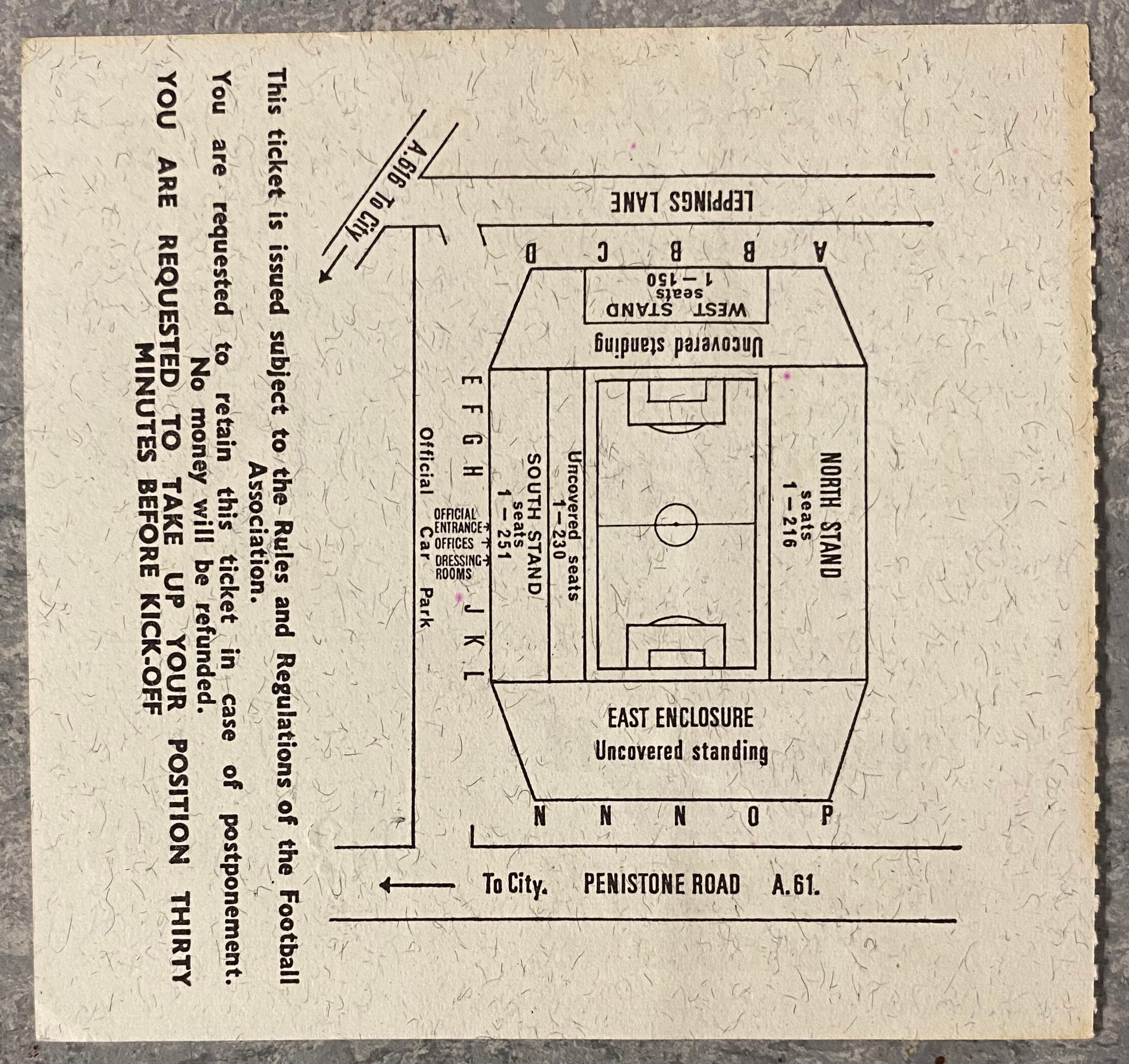 1966 ORIGINAL WORLD CUP 1ST ROUND TICKET ARGENTINA V SWITZERLAND @ HILLSBOROUGH