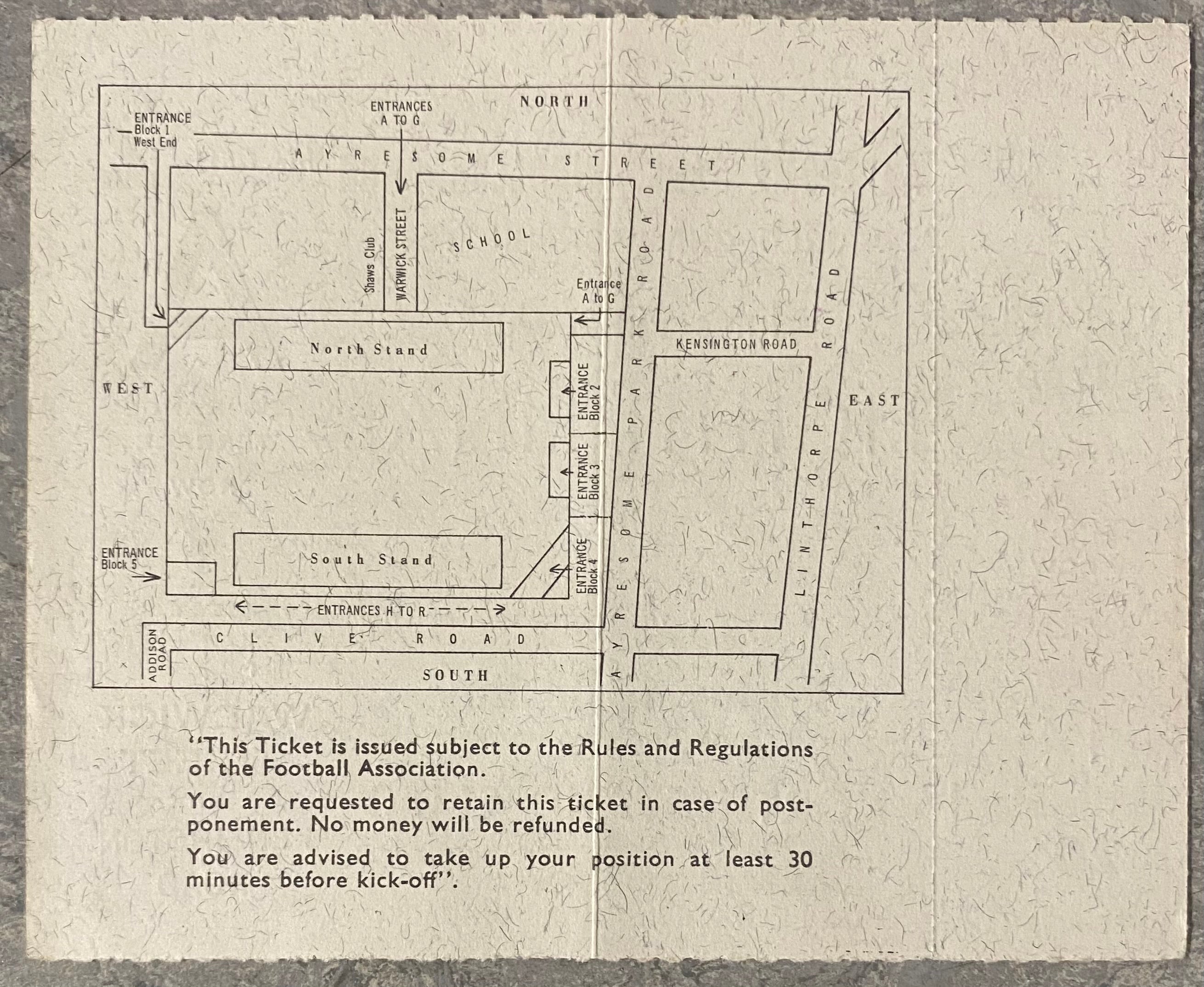 1966 ORIGINAL WORLD CUP 1ST ROUND UNUSED TICKET NORTH KOREA V CHILE @ AYRESOME PARK