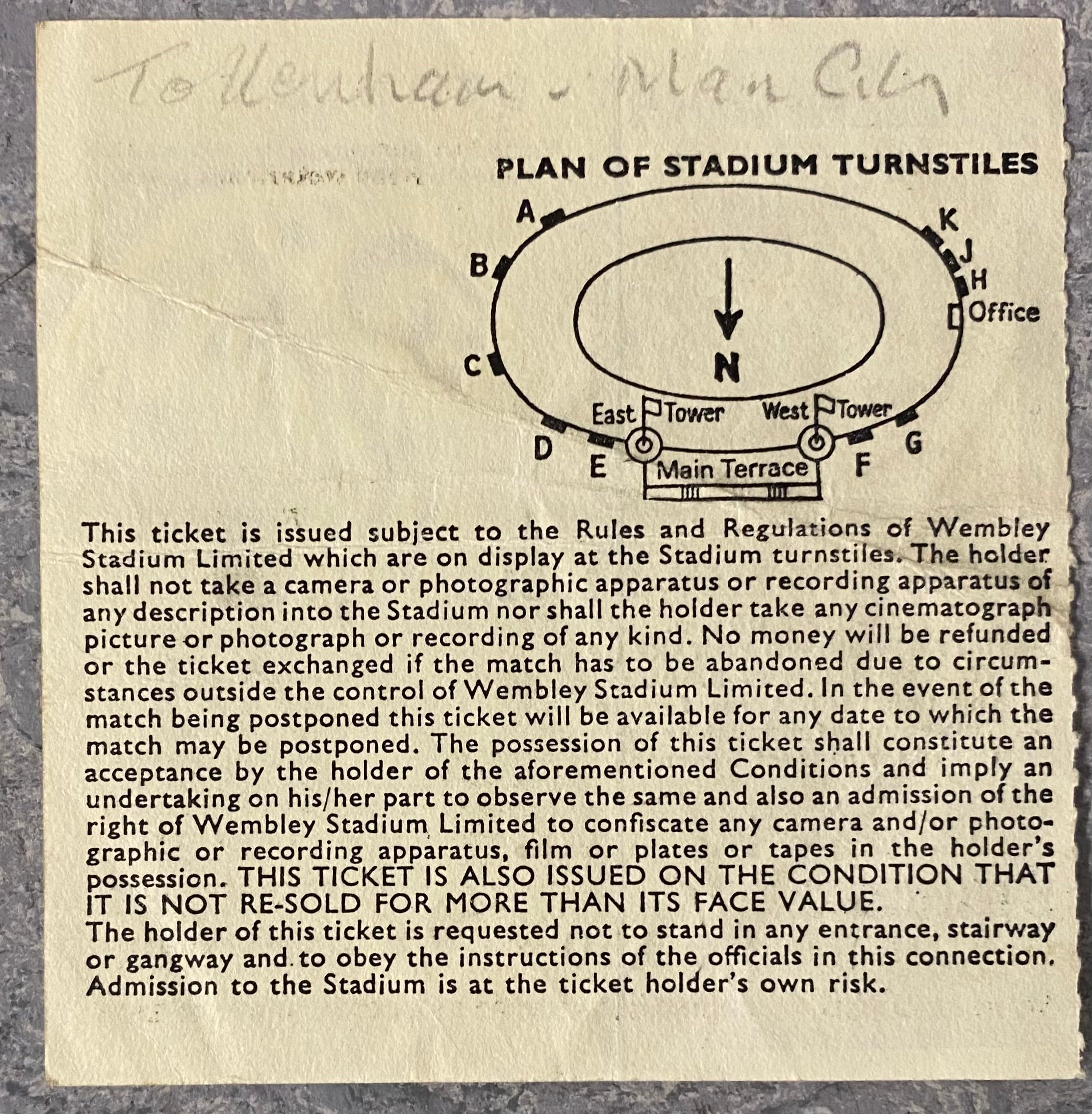 1981 ORIGINAL FA CUP FINAL TICKET TOTTENHAM HOTSPUR V MANCHESTER CITY