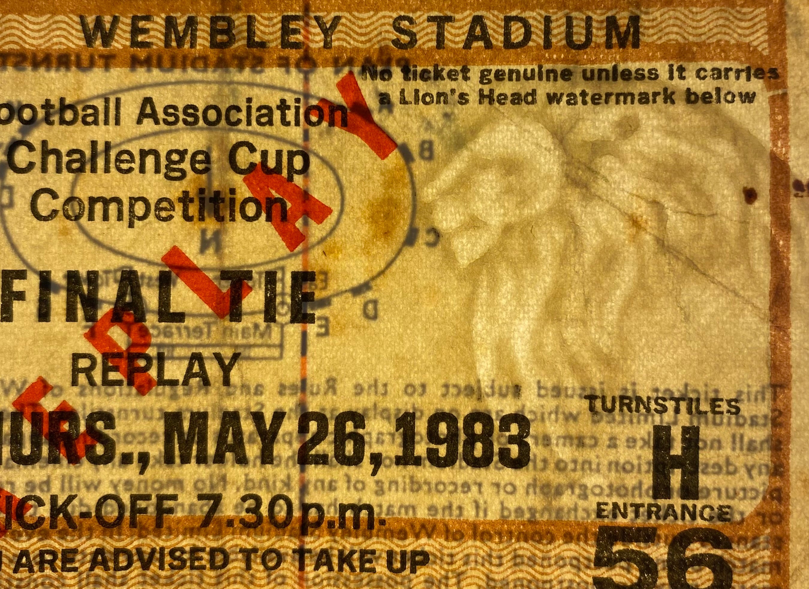 1983 ORIGINAL FA CUP FINAL REPLAY TICKET BRIGHTON AND HOVE ALBION V MANCHESTER UNITED