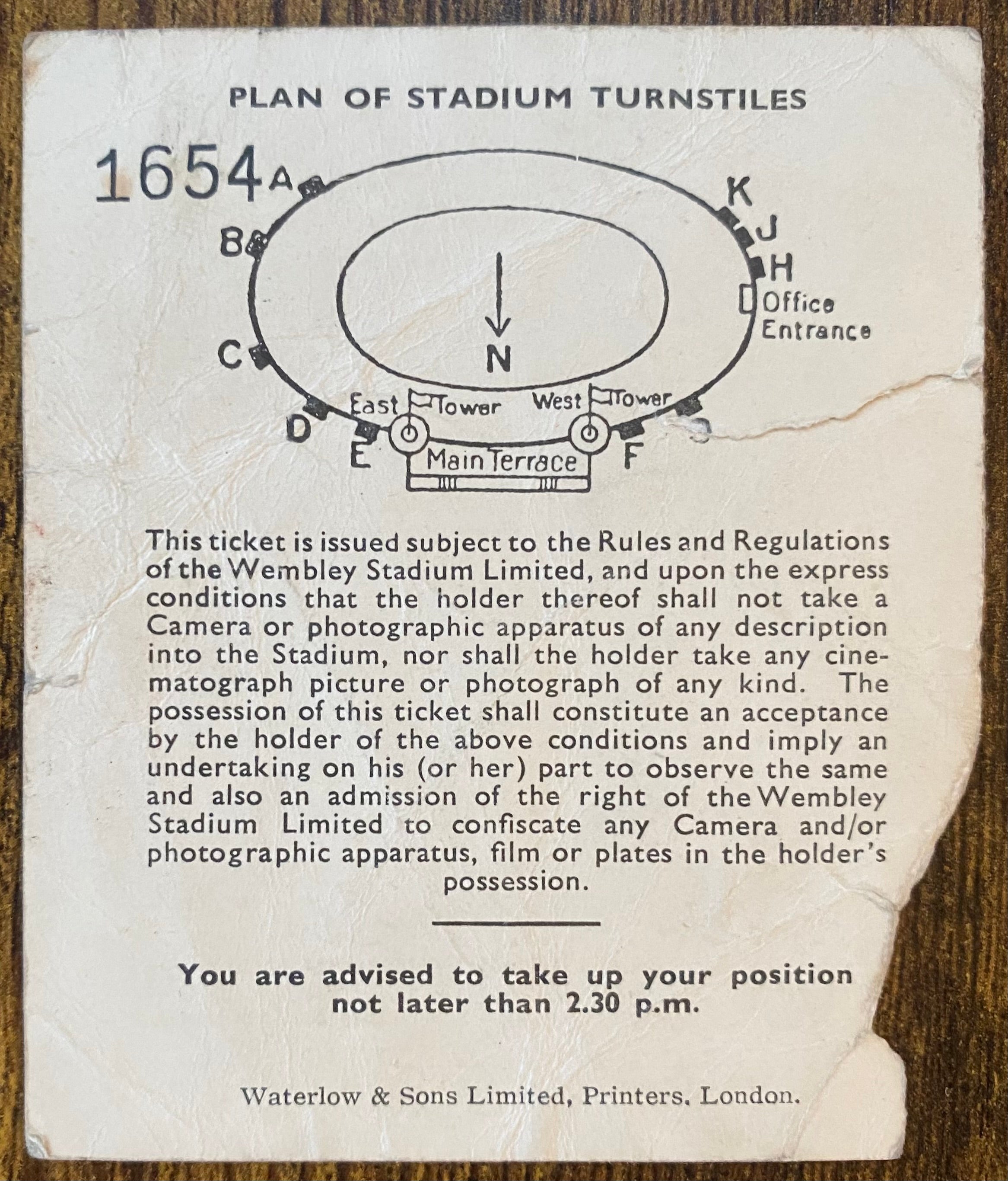 1949 ORIGINAL FA CUP FINAL TICKET WOLVERHAMPTON WANDERERS V LEICESTER CITY