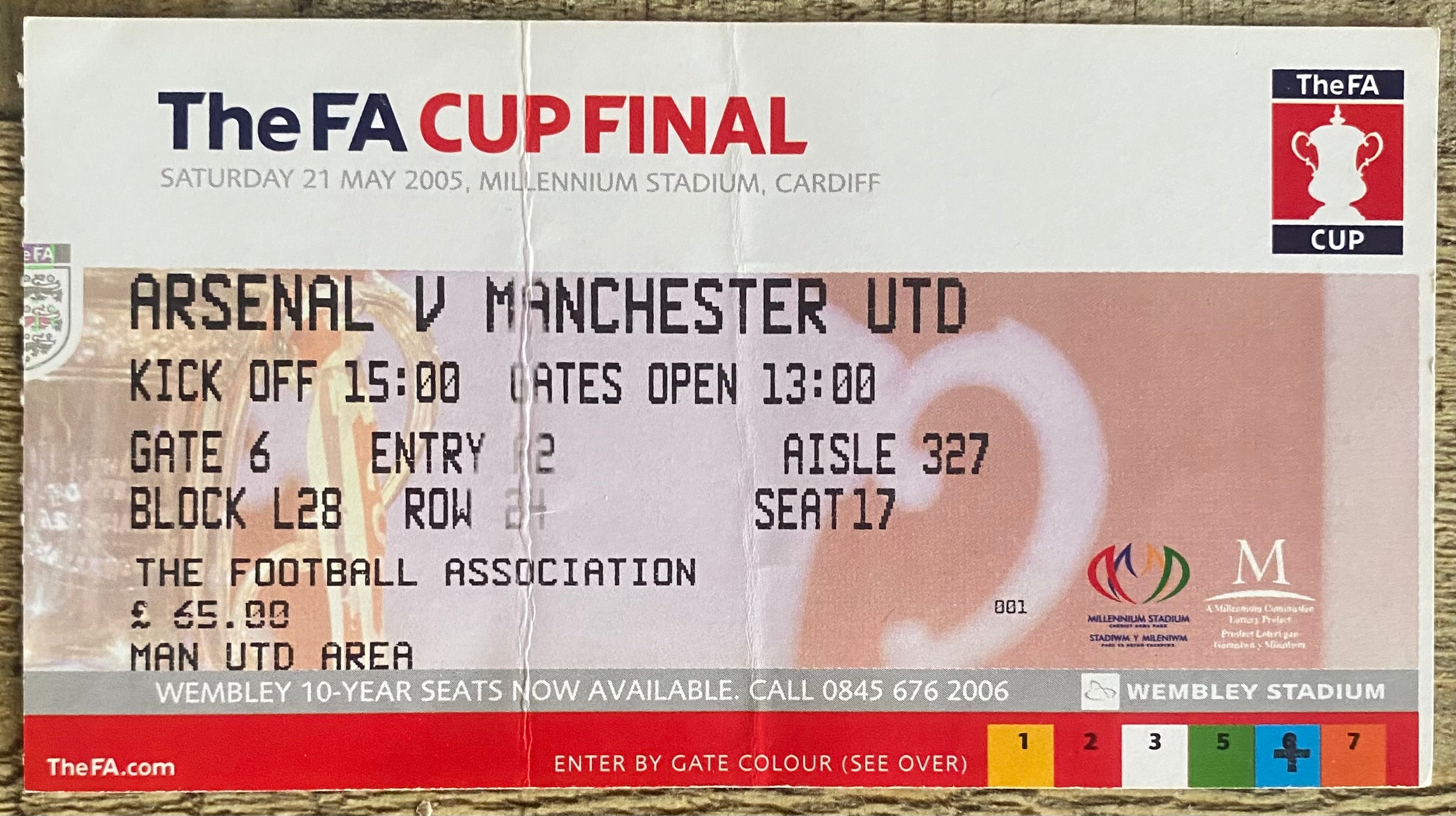 2005 ORIGINAL FA CUP FINAL TICKET ARSENAL V MANCHESTER UNITED @ CARDIFF