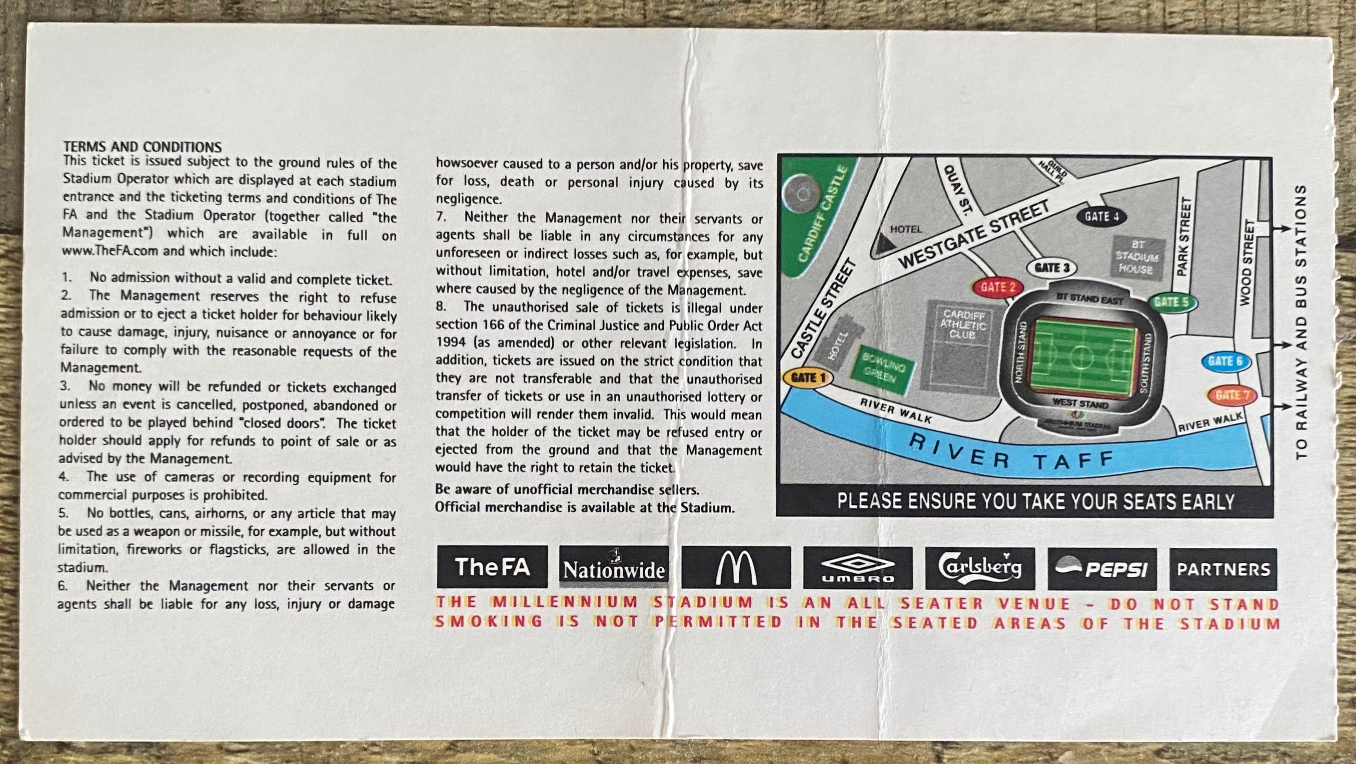 2005 ORIGINAL FA CUP FINAL TICKET ARSENAL V MANCHESTER UNITED @ CARDIFF