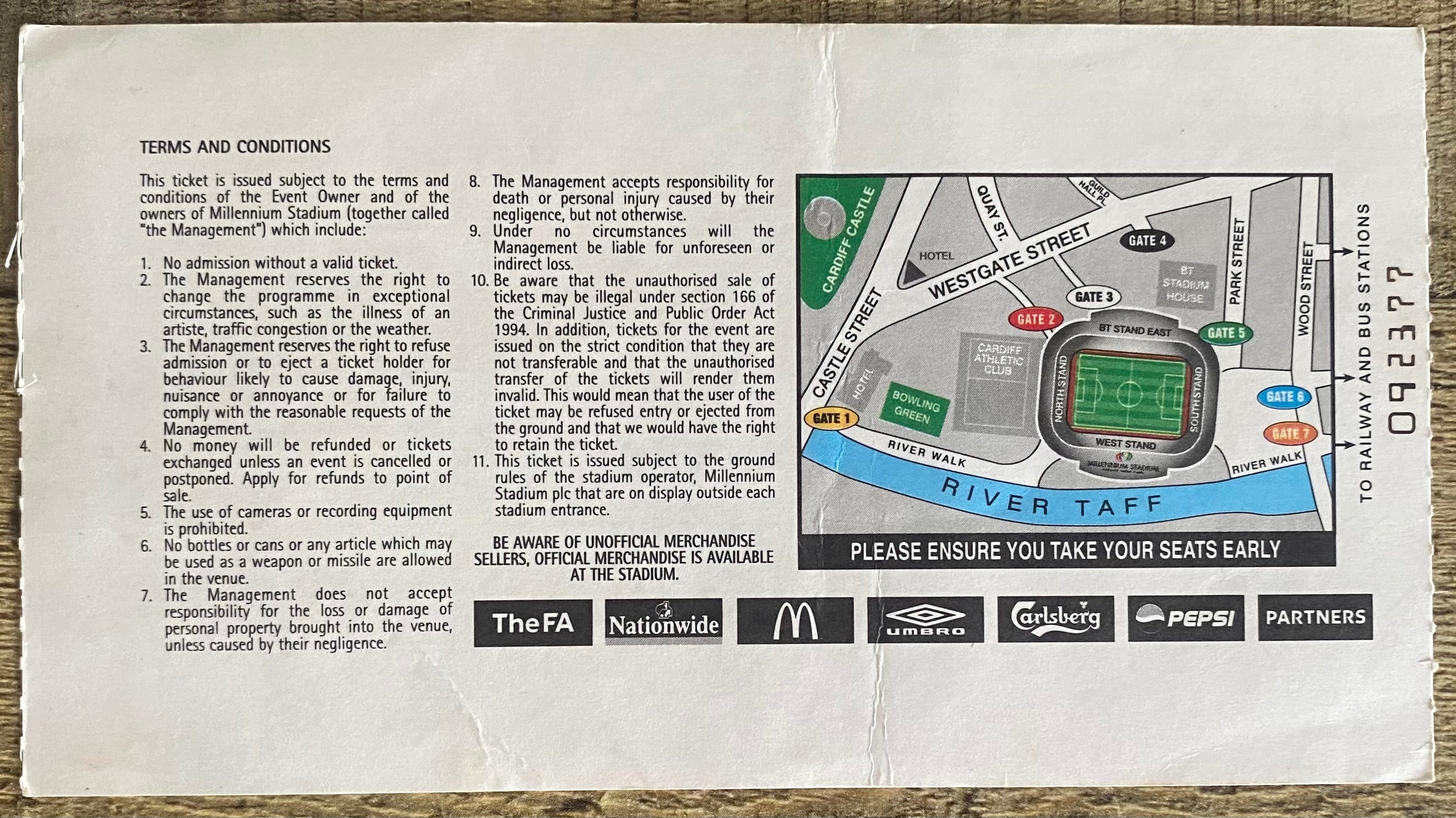 2003 ORIGINAL FA CUP FINAL TICKET ARSENAL V SOUTHAMPTON @ CARDIFF