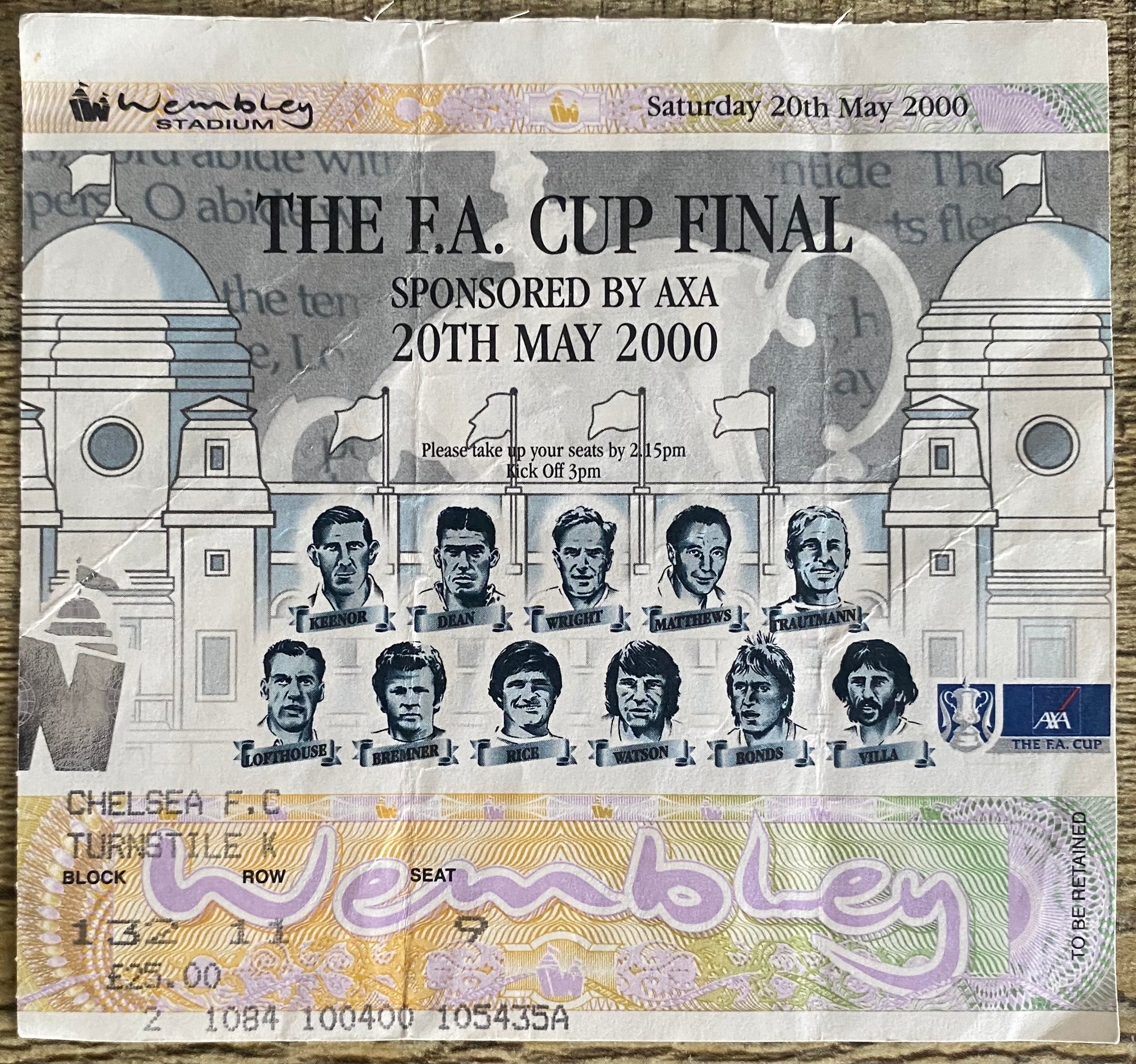 2000 ORIGINAL FA CUP FINAL TICKET ASTON VILLA V CHELSEA