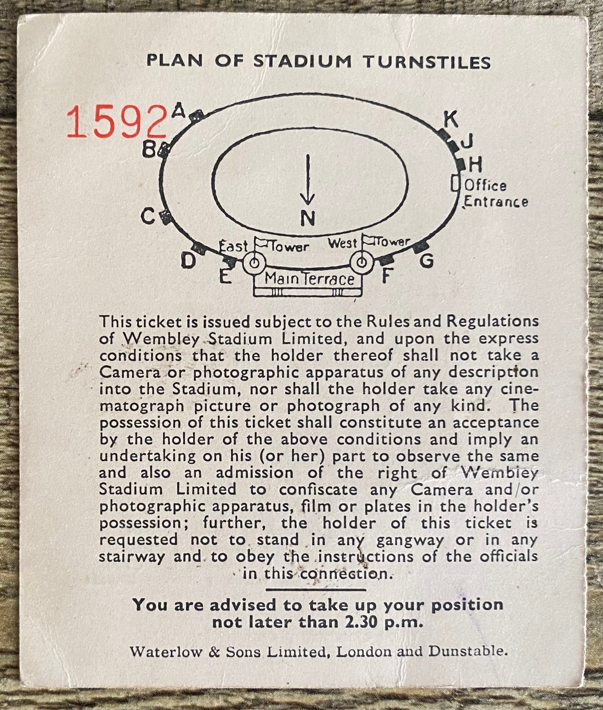 1953 ORIGINAL FA CUP FINAL TICKET BLACKPOOL V BOLTON WANDERERS