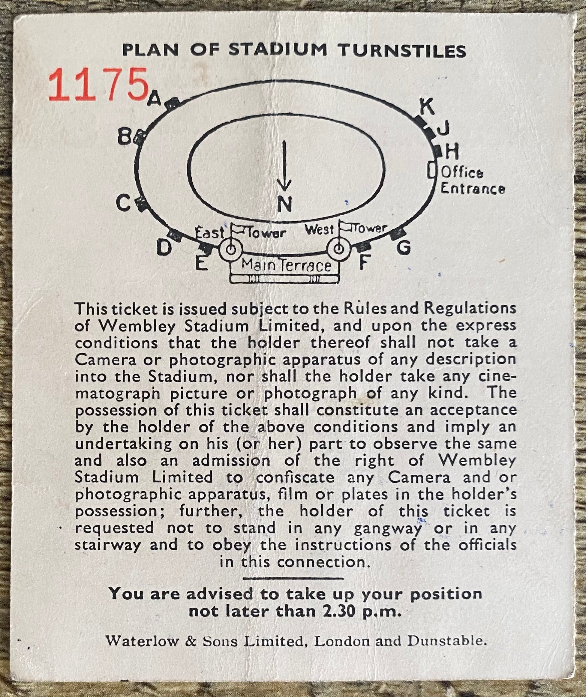 1953 ORIGINAL FA CUP FINAL TICKET BLACKPOOL V BOLTON WANDERERS