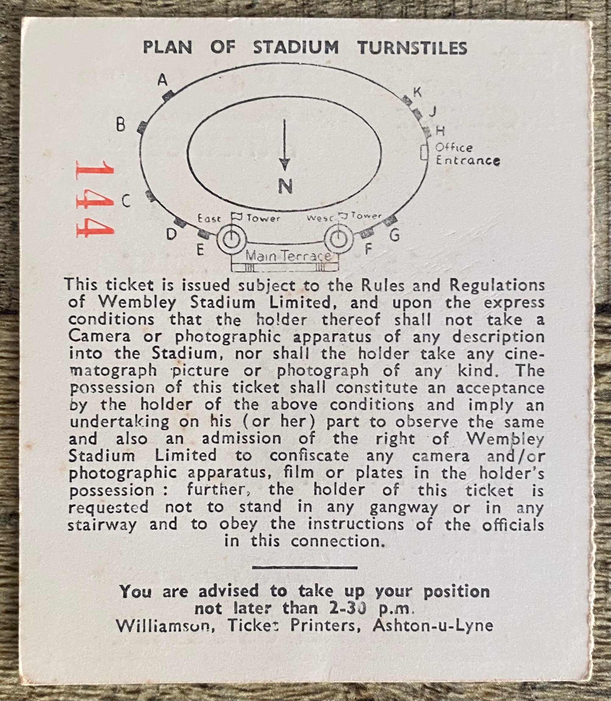 1962 ORIGINAL FA CUP FINAL TICKET TOTTENHAM HOTSPUR V BURNLEY