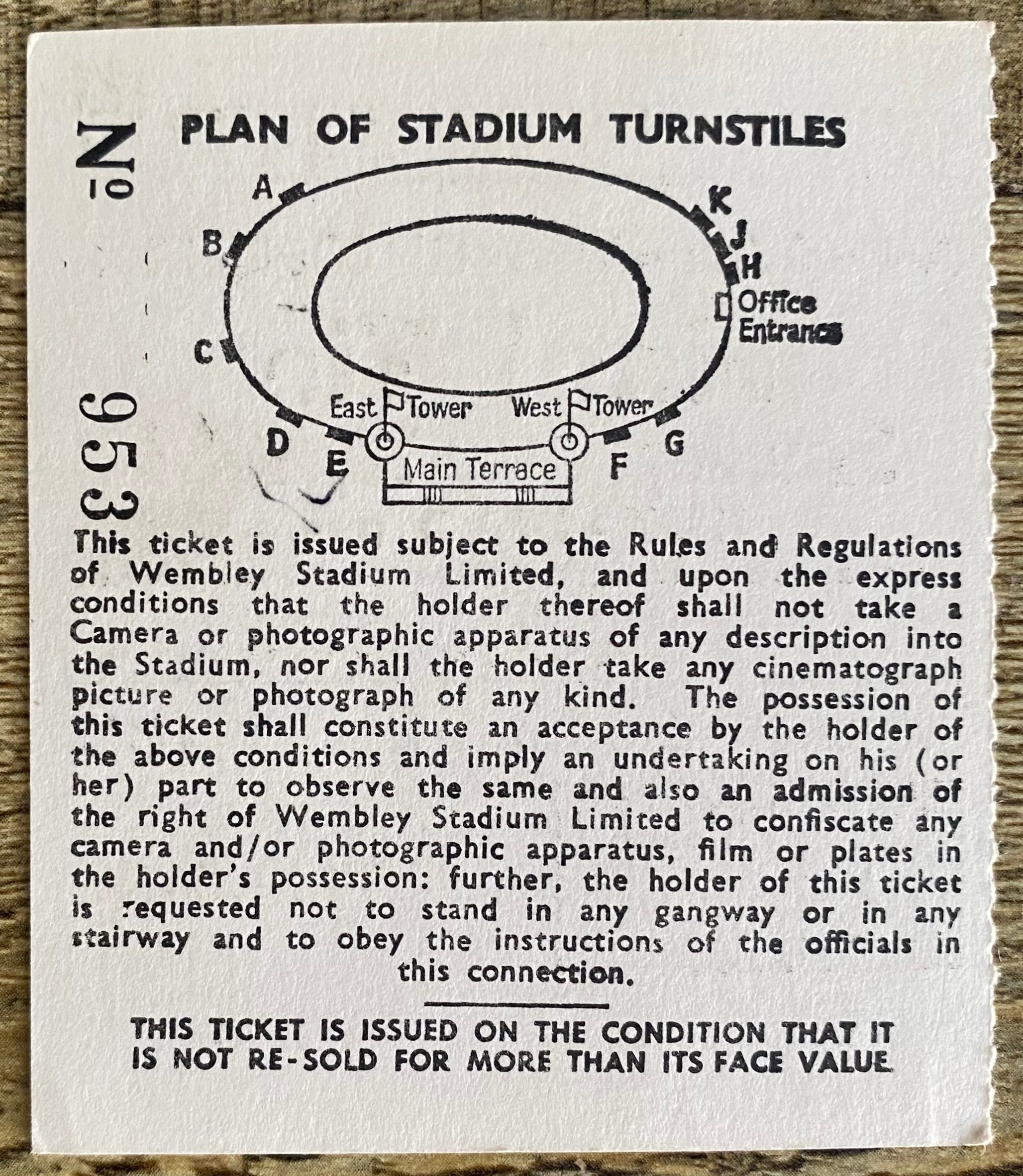 1968 ORIGINAL FA CUP FINAL TICKET WEST BROMWICH ALBION V EVERTON