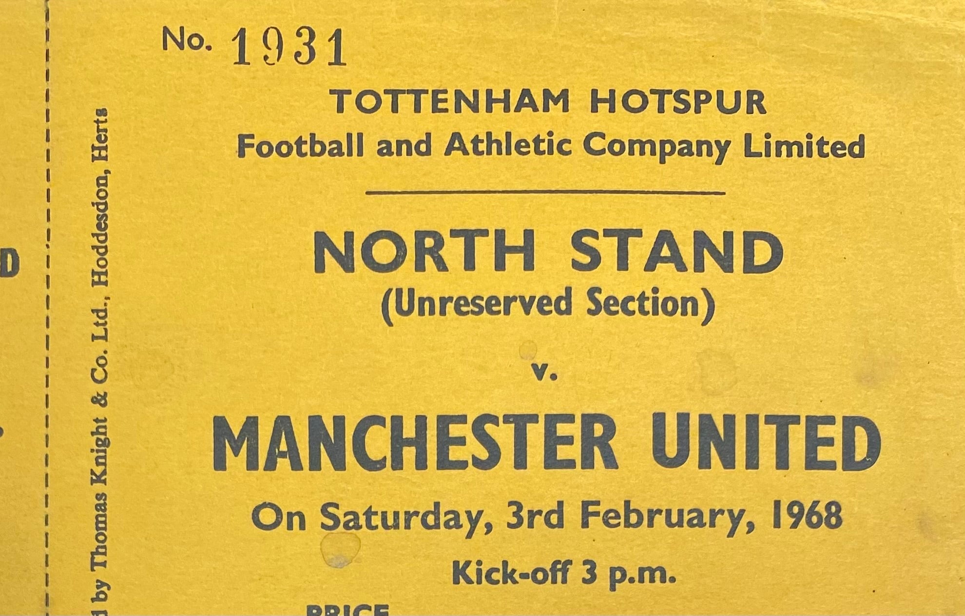 ORIGINAL ENGLISH CLUBS MATCH TICKETS 1960-1969
