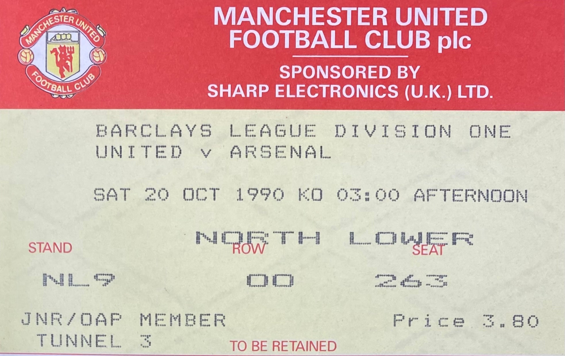 ORIGINAL ENGLISH CLUBS MATCH TICKETS POST 1990