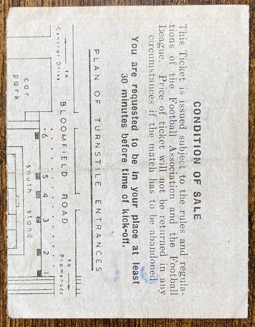 1958/59 ORIGINAL DIVISION 1 TICKET BLACKPOOL V PORTSMOUTH