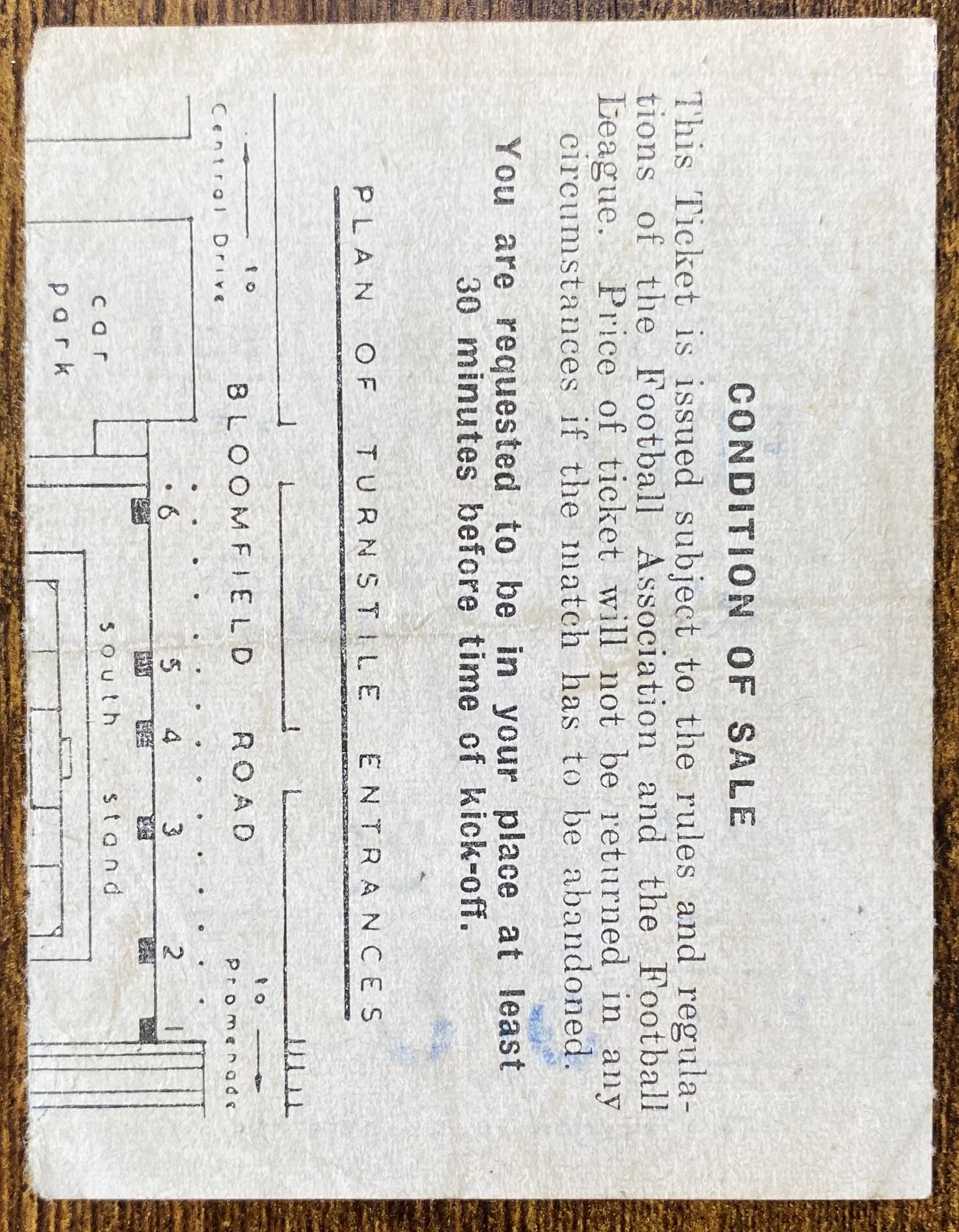 1958/59 ORIGINAL DIVISION 1 TICKET BLACKPOOL V PORTSMOUTH
