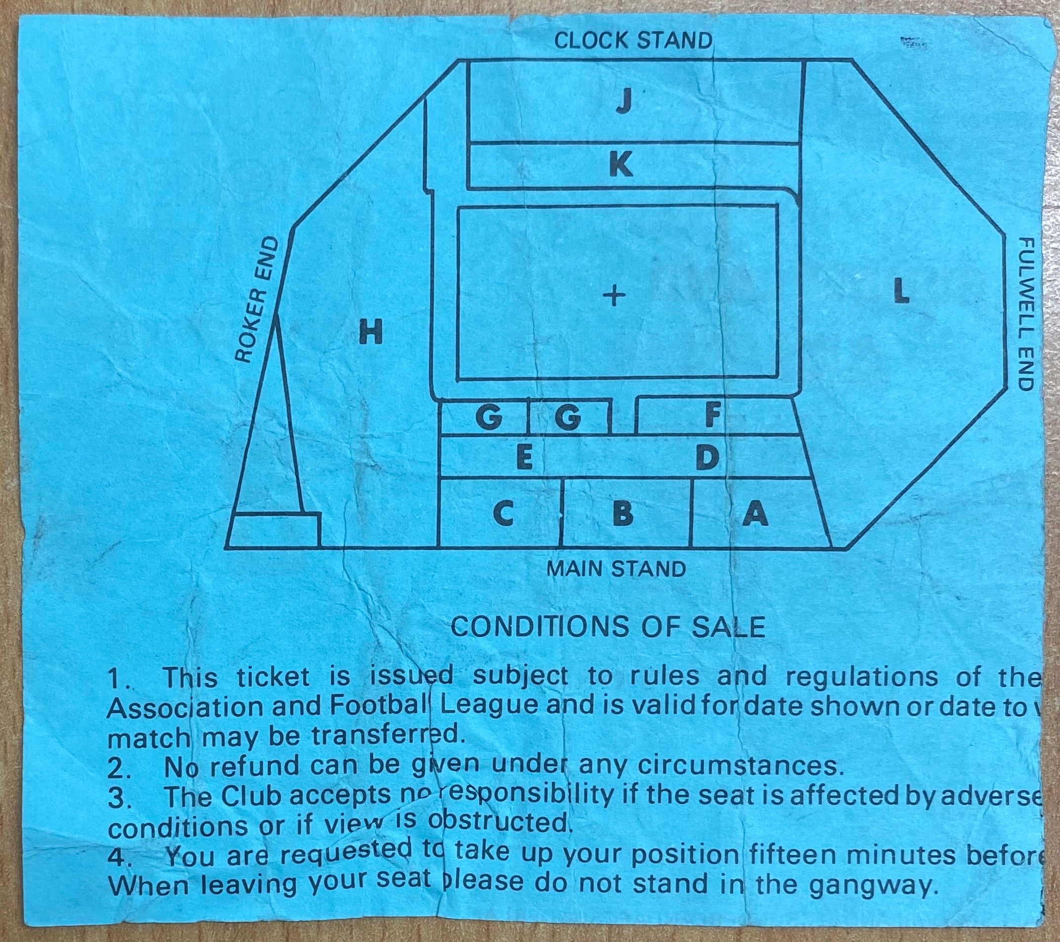 1980/81 ORIGINAL DIVISION 1 TICKET SUNDERLAND V ARSENAL