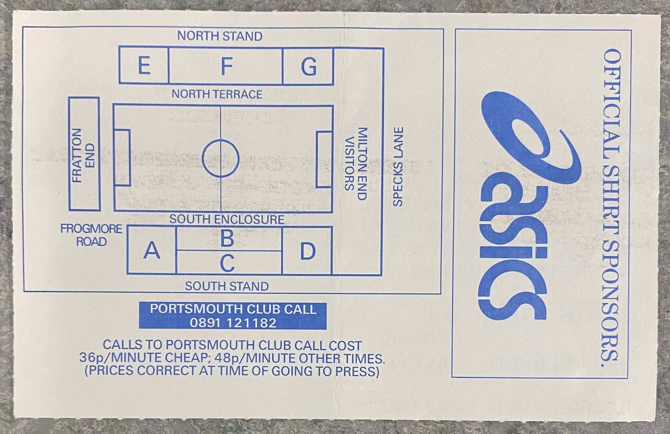 1993/94 ORIGINAL ANGLO ITALIAN CUP TICKET PORTSMOUTH V BRISTOL CITY