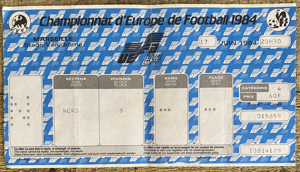 1984 ORIGINAL EURO 84 1ST ROUND TICKET SPAIN V PORTUGAL @ MARSEILLE