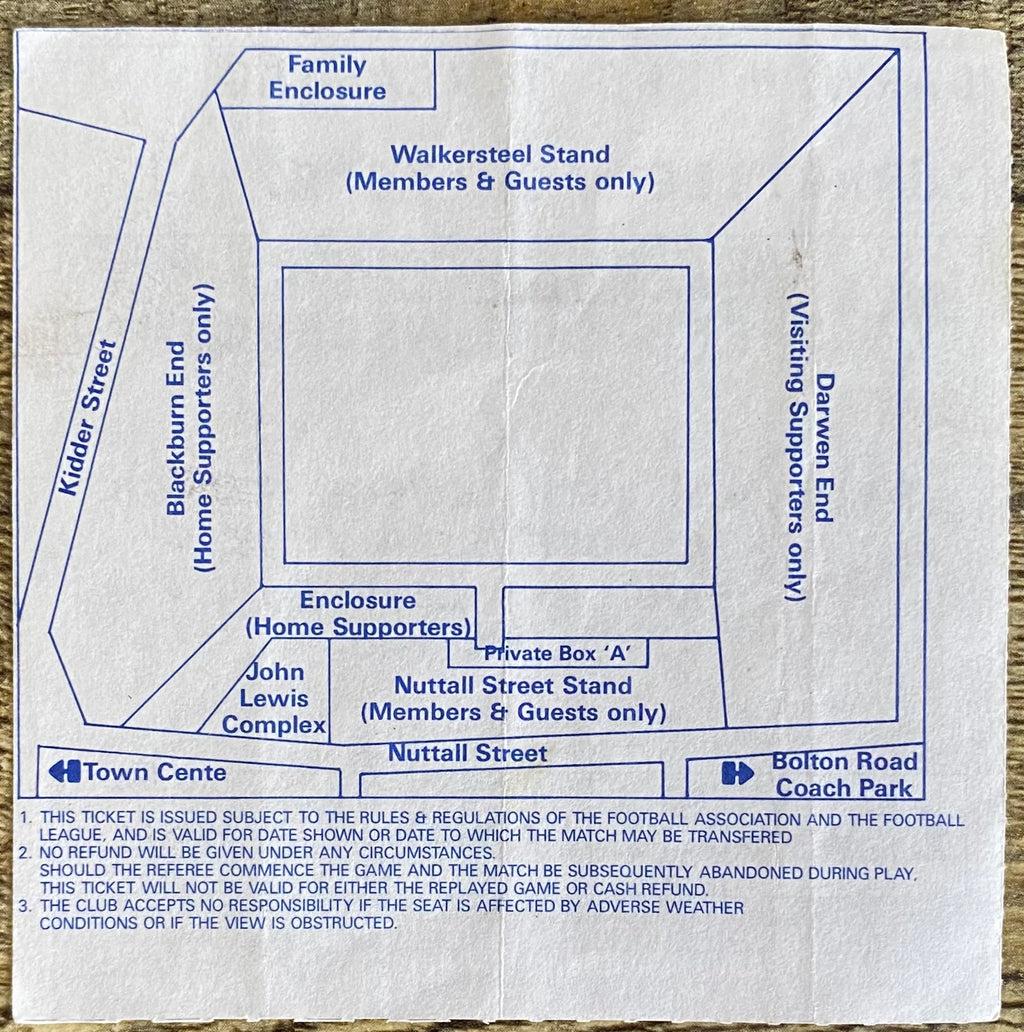 1990/91 ORIGINAL DIVISION 2 TICKET BLACKBURN ROVERS V SHEFFIELD WEDNESDAY